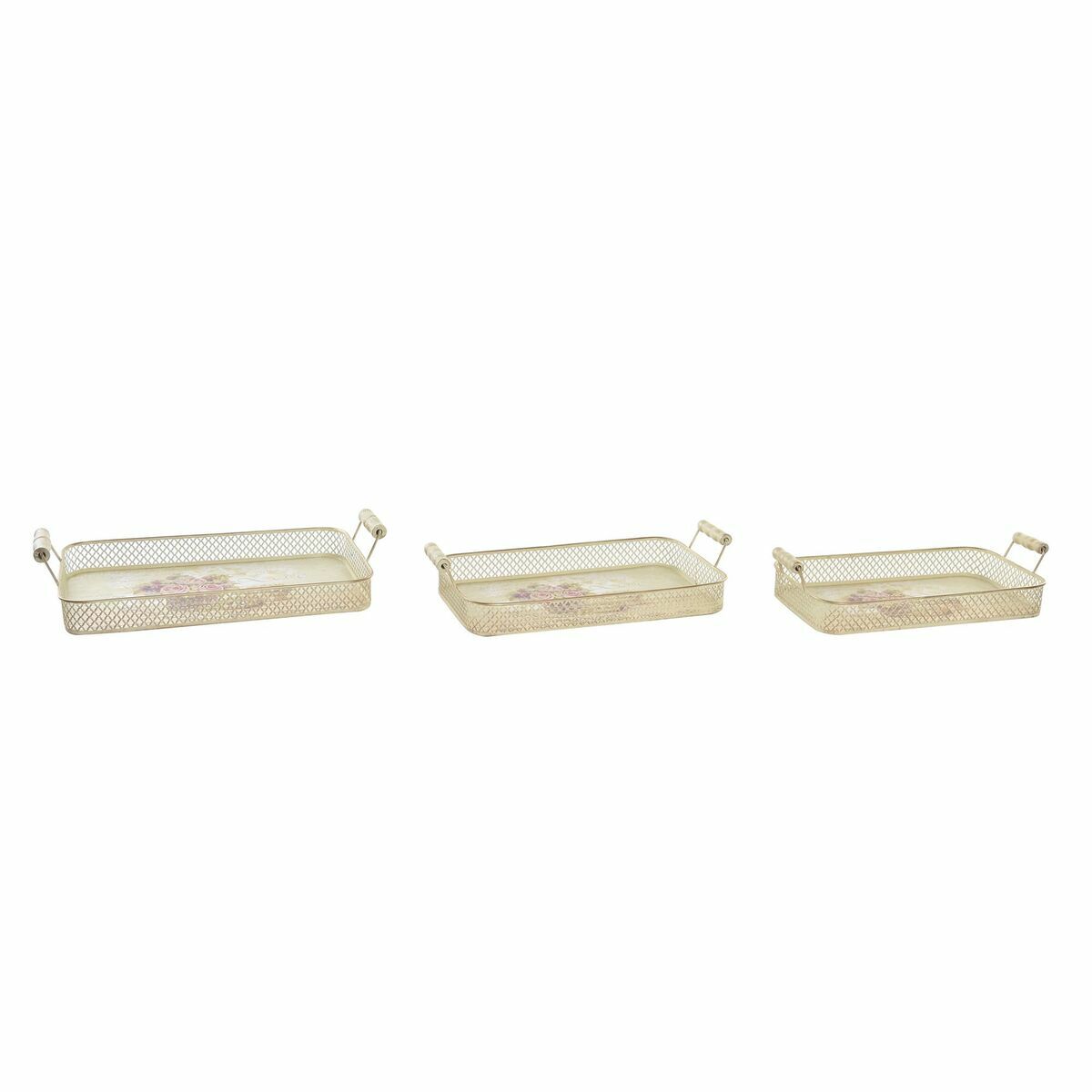Set Di Vassoi Dkd Home Decor Rosa Metallo Alluminio 8 Cm 40 X 21 X 8 Cm (3 Unità)