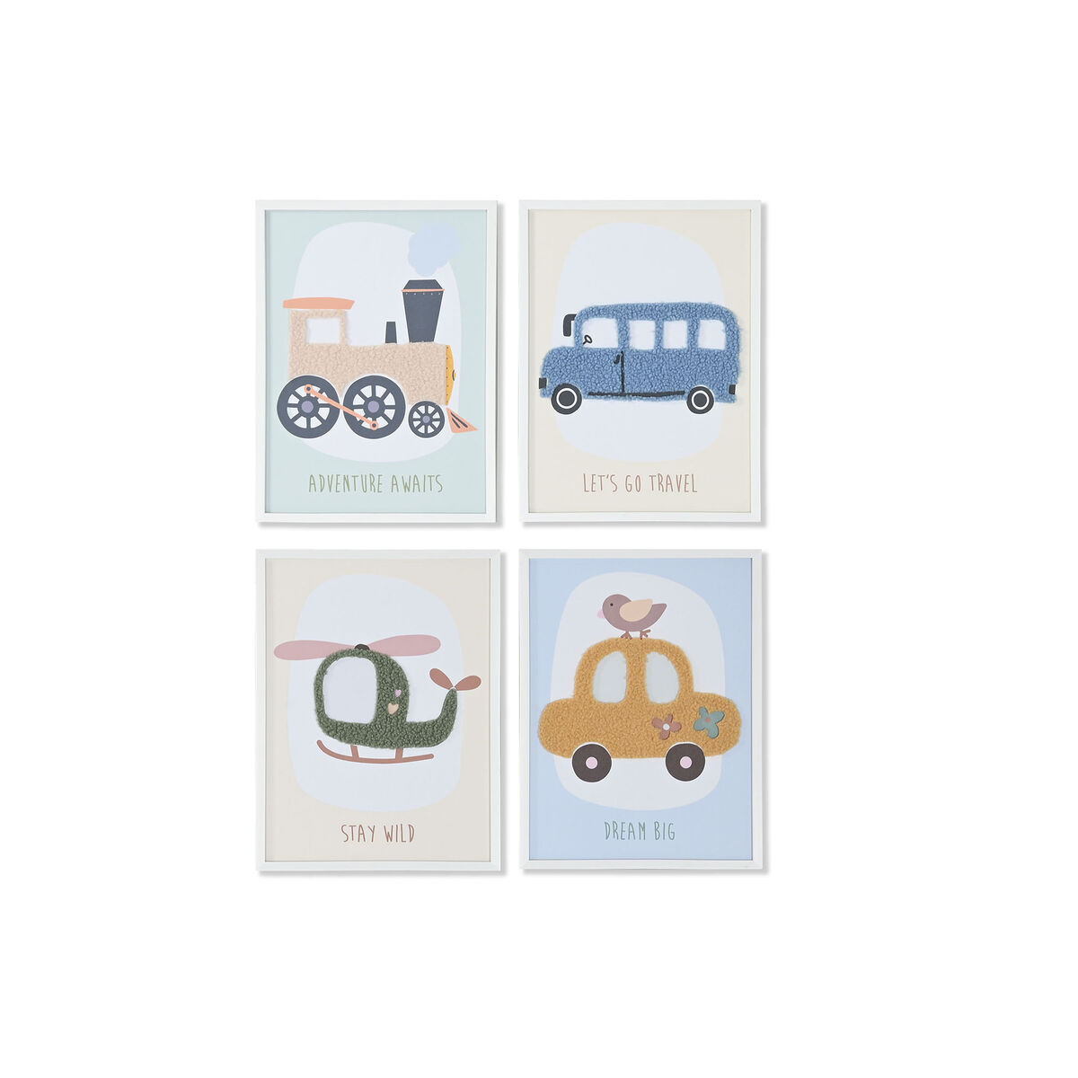 Quadro Home Esprit Giallo Azzurro Tela 30 X 1,8 X 40 Cm (4 Unità)