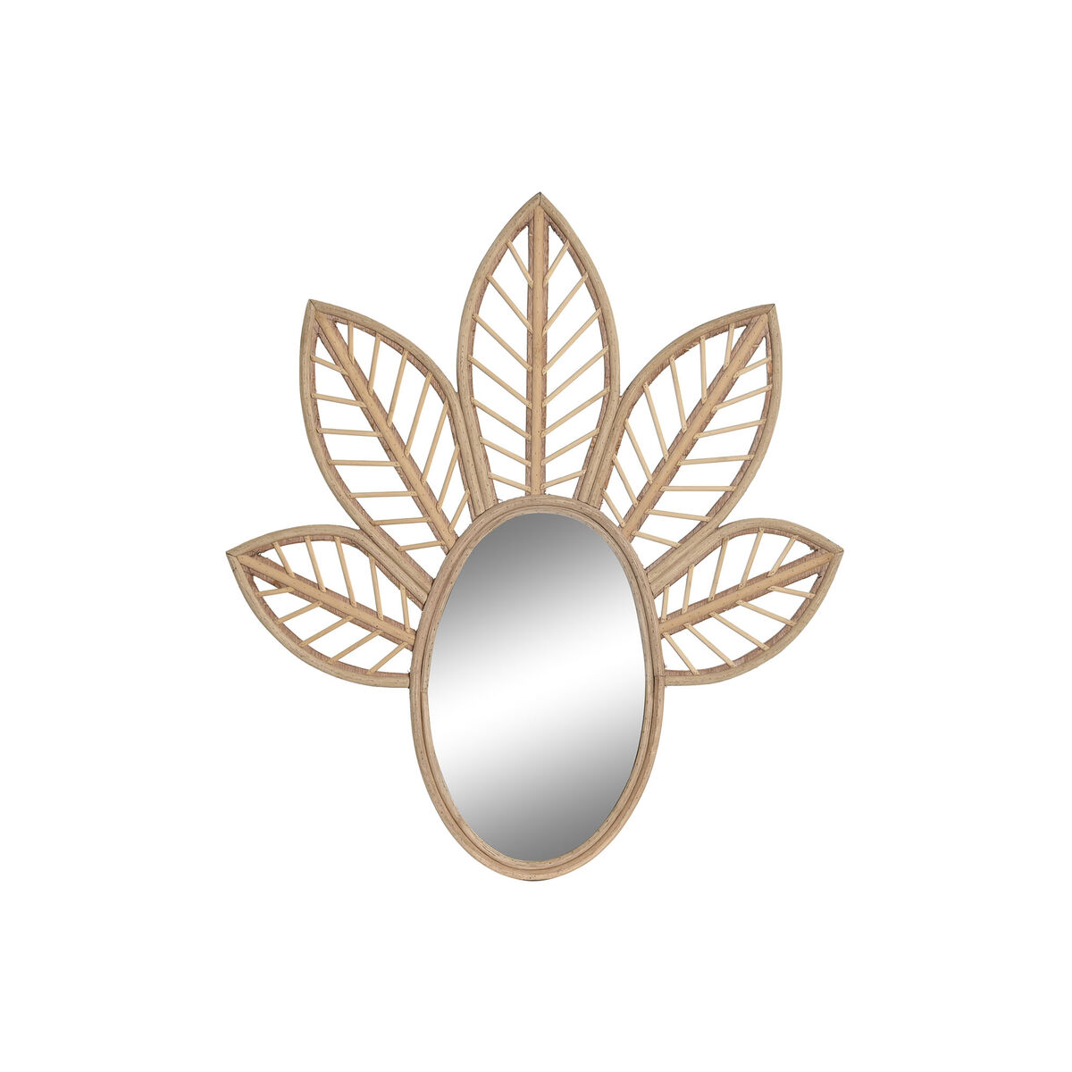 Specchio Da Parete Dkd Home Decor Marrone Naturale Tropicale Foglia Della Pianta 60 X 2 X 67 cm