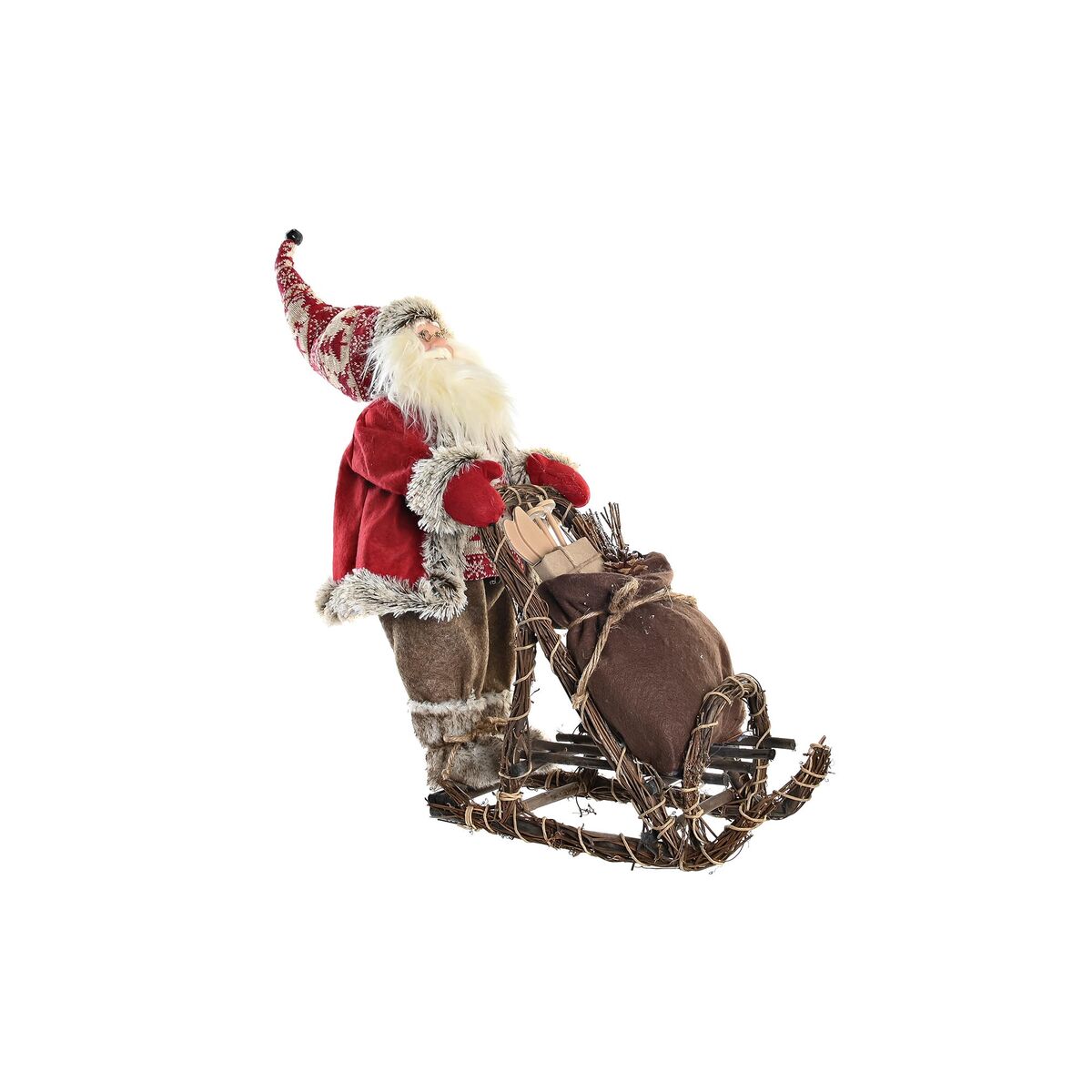 Statua Decorativa Dkd Home Decor Rosso Grigio Legno Babbo Natale 42 X 22 X 48 cm
