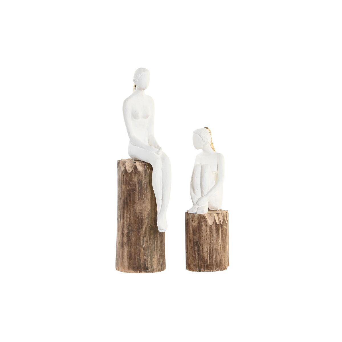 Statua Decorativa Dkd Home Decor Donna Marrone Bianco (2 Unità)