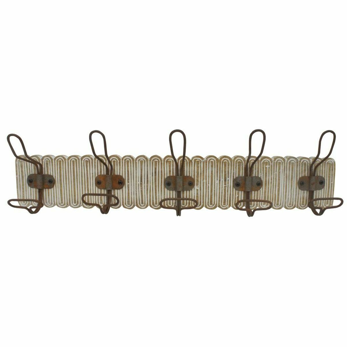 Appendiabiti Da Parete Dkd Home Decor Coloniale Ferro Legno Di Mango 61 X 10 X 21 Cm Decapaggio