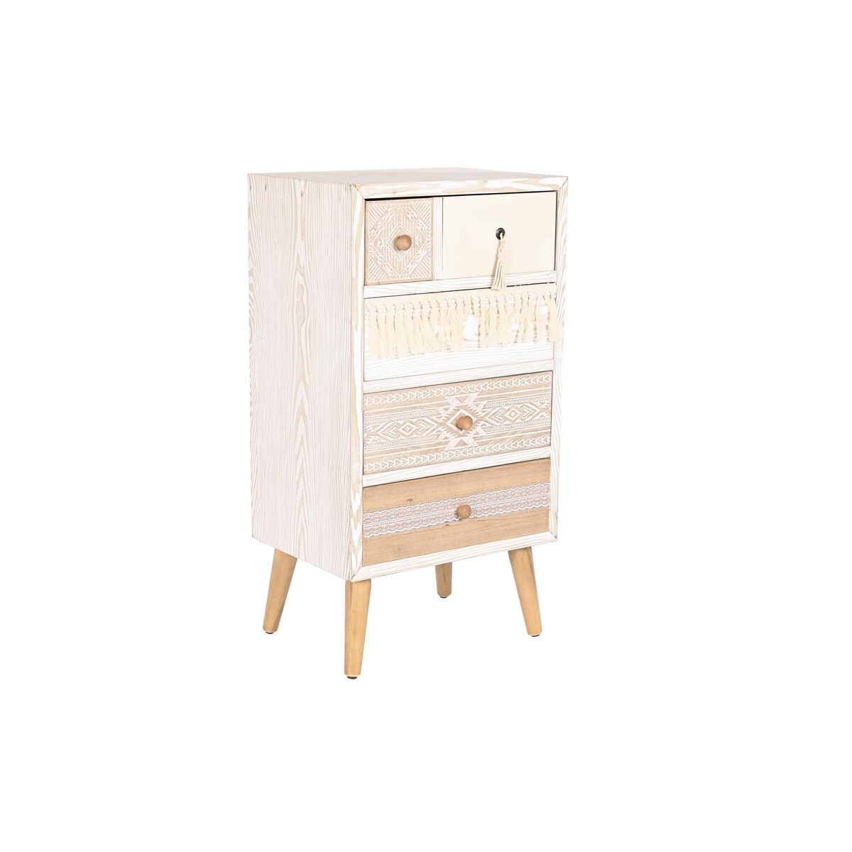 Cassettiera Dkd Home Decor Abete Naturale Cotone Bianco (48 X 35 X 89 Cm)