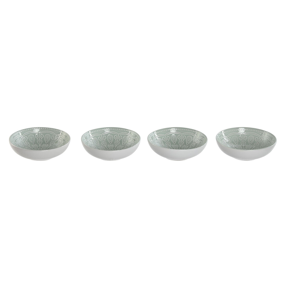 Set Di Piatti Home Esprit Verde Gres Mandala Arabo 18,2 X 18,2 X 5,7 cm