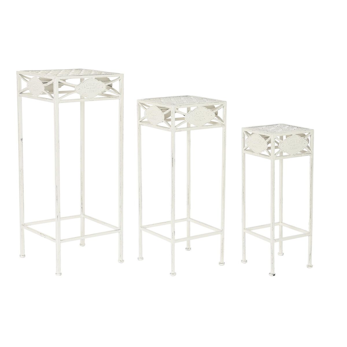 Set Di 3 Tavoli Home Esprit Bianco 30 X 30 X 70 Cm (3 Pezzi)