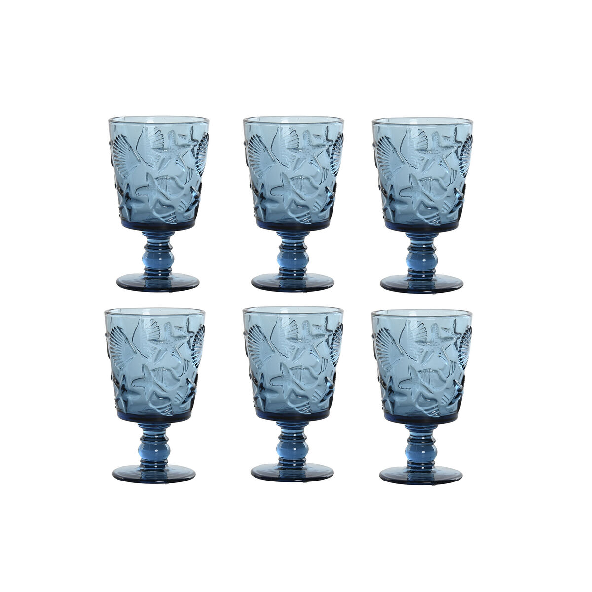 Set Di Bicchieri Home Esprit Azzurro Cristallo 345 Ml (6 Unità)