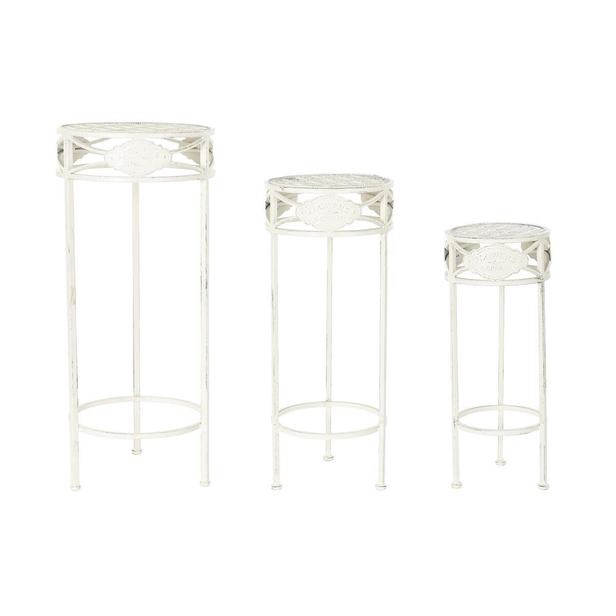 Set Di 3 Tavoli Home Esprit Bianco 30,5 X 30,5 X 70 Cm (3 Pezzi)