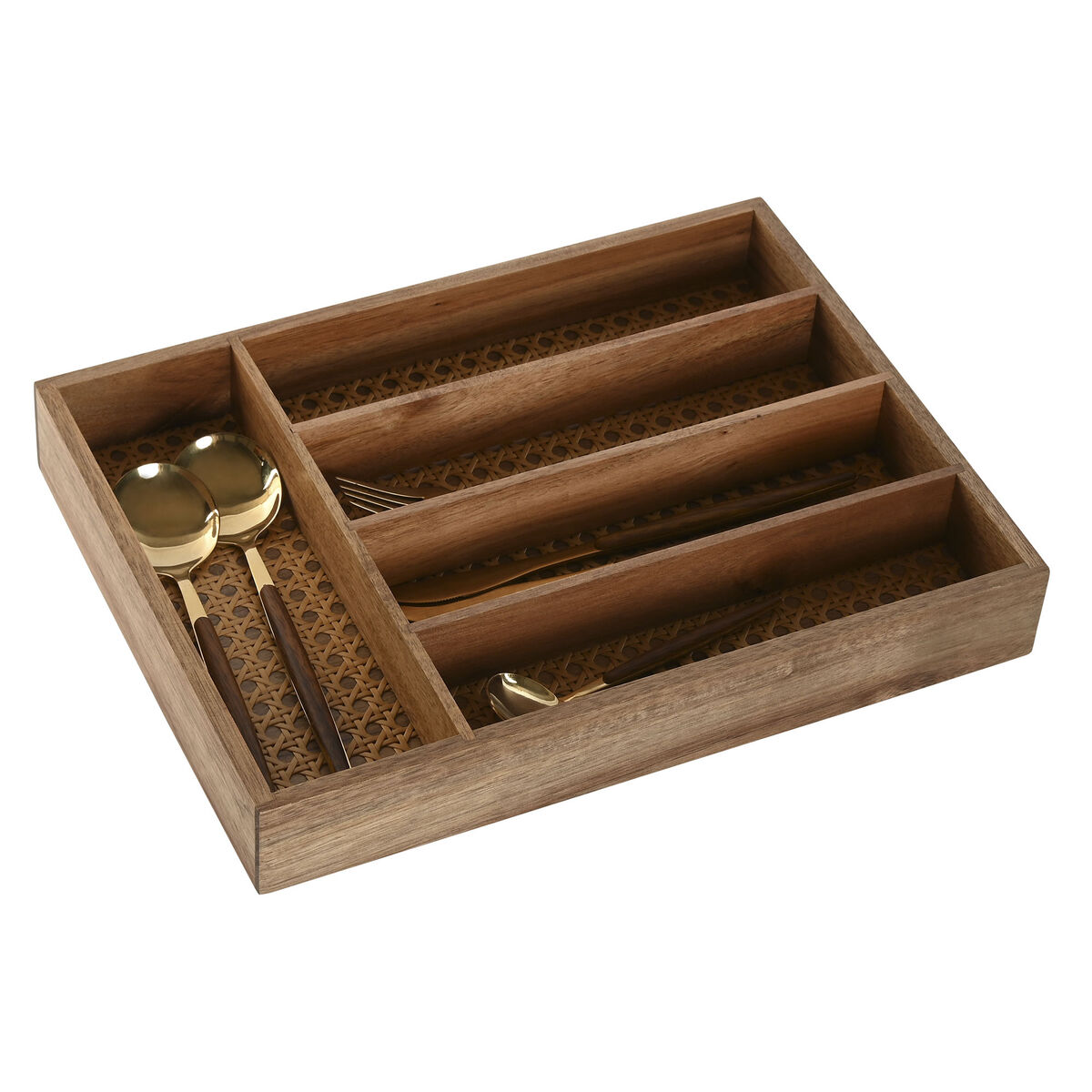 Vassoio Portaposate Home Esprit Naturale Acacia 34,5 X 25,5 X 5 cm