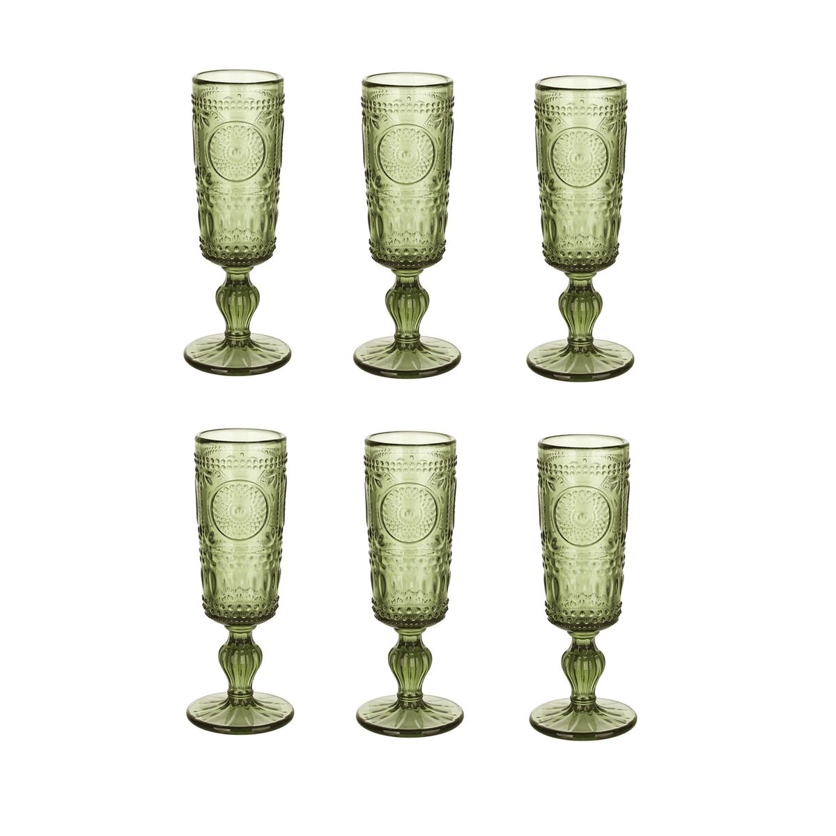 Set Di Bicchieri Home Esprit Verde Cristallo 135 Ml (6 Unità)