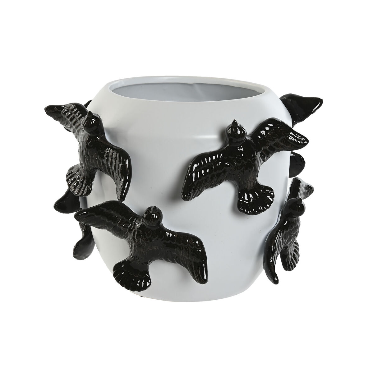 Vaso Home Esprit Bianco Nero Gres Moderno 29 X 29 X 21,5 cm