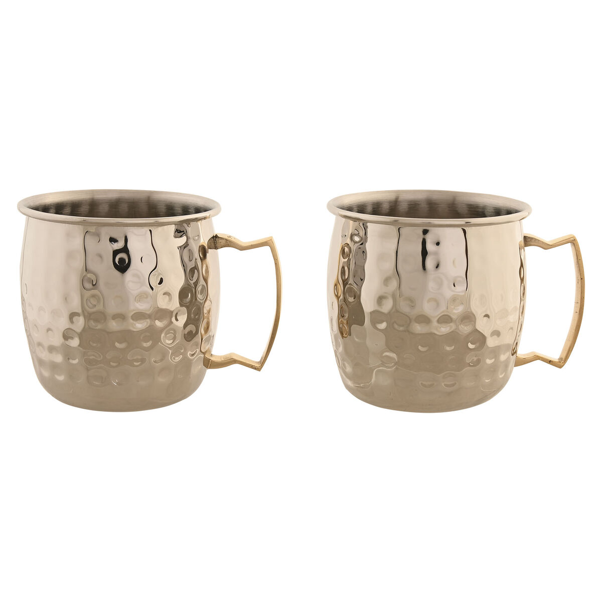 Set Di 2 Tazze Mug Home Esprit Dorato Argentato Loft 480 Ml (2 Unità)