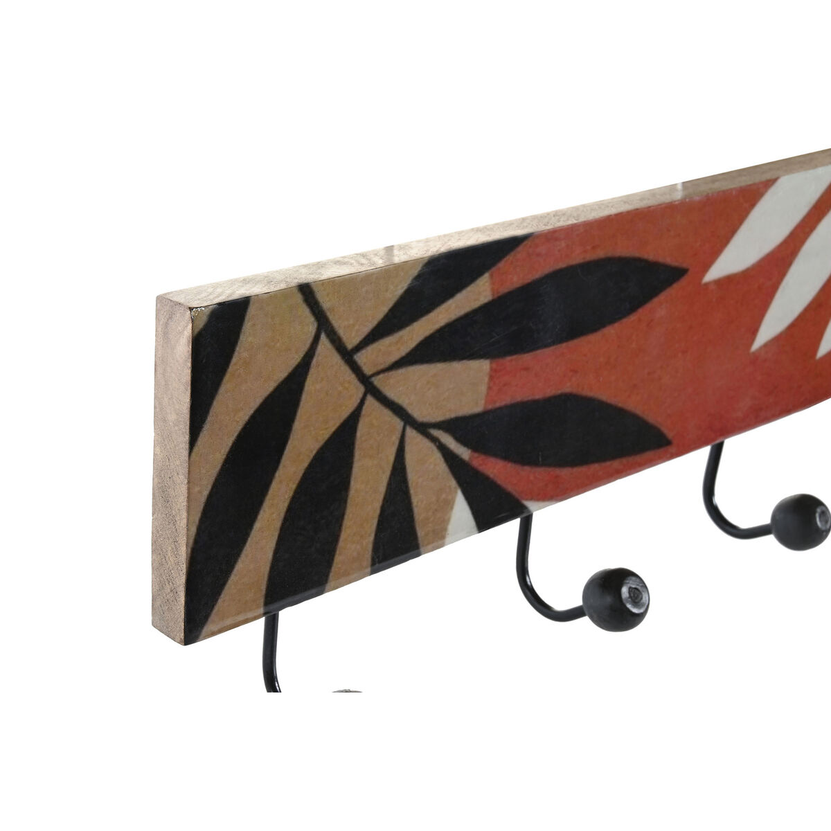 Appendiabiti Da Parete Dkd Home Decor Multicolore Ferro Legno Di Mango Tropicale Foglia Della Pianta Laccato 38 X 5 X 18 Cm (2 U - Image 4