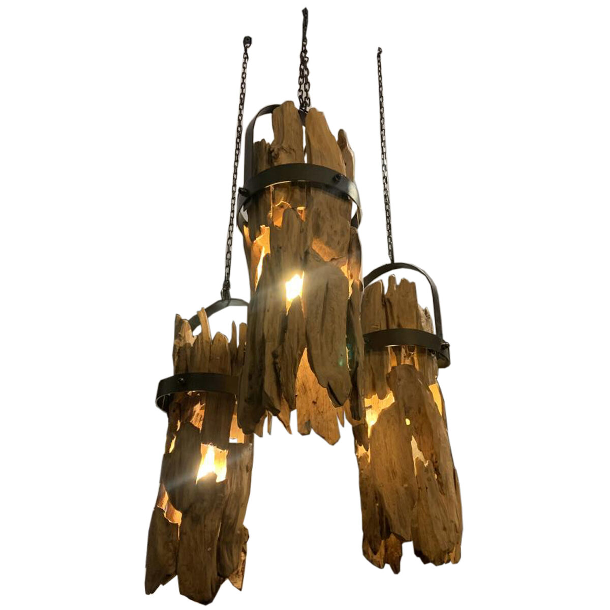 Lampadario Home Esprit Ferro Teak 160 X 30 X 40 cm