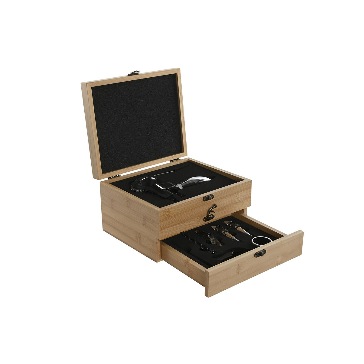 Set Di Accessori Per Il Vino Home Esprit Naturale Bambù Acciaio Inossidabile