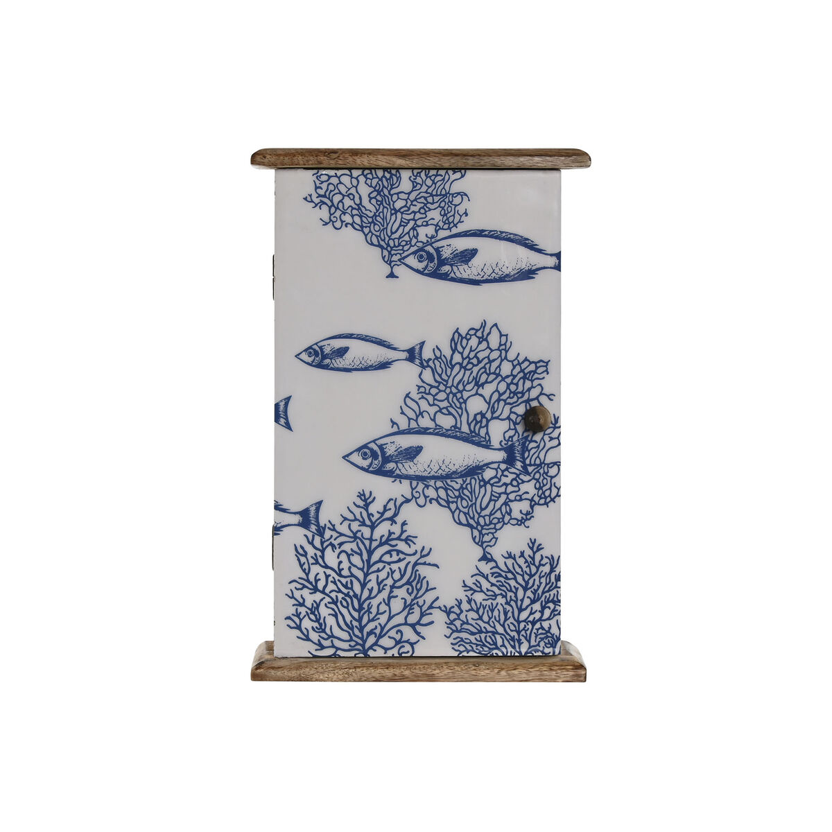 Armadietto Portachiavi Home Esprit Azzurro Bianco Naturale 18 X 7,5 X 28 cm
