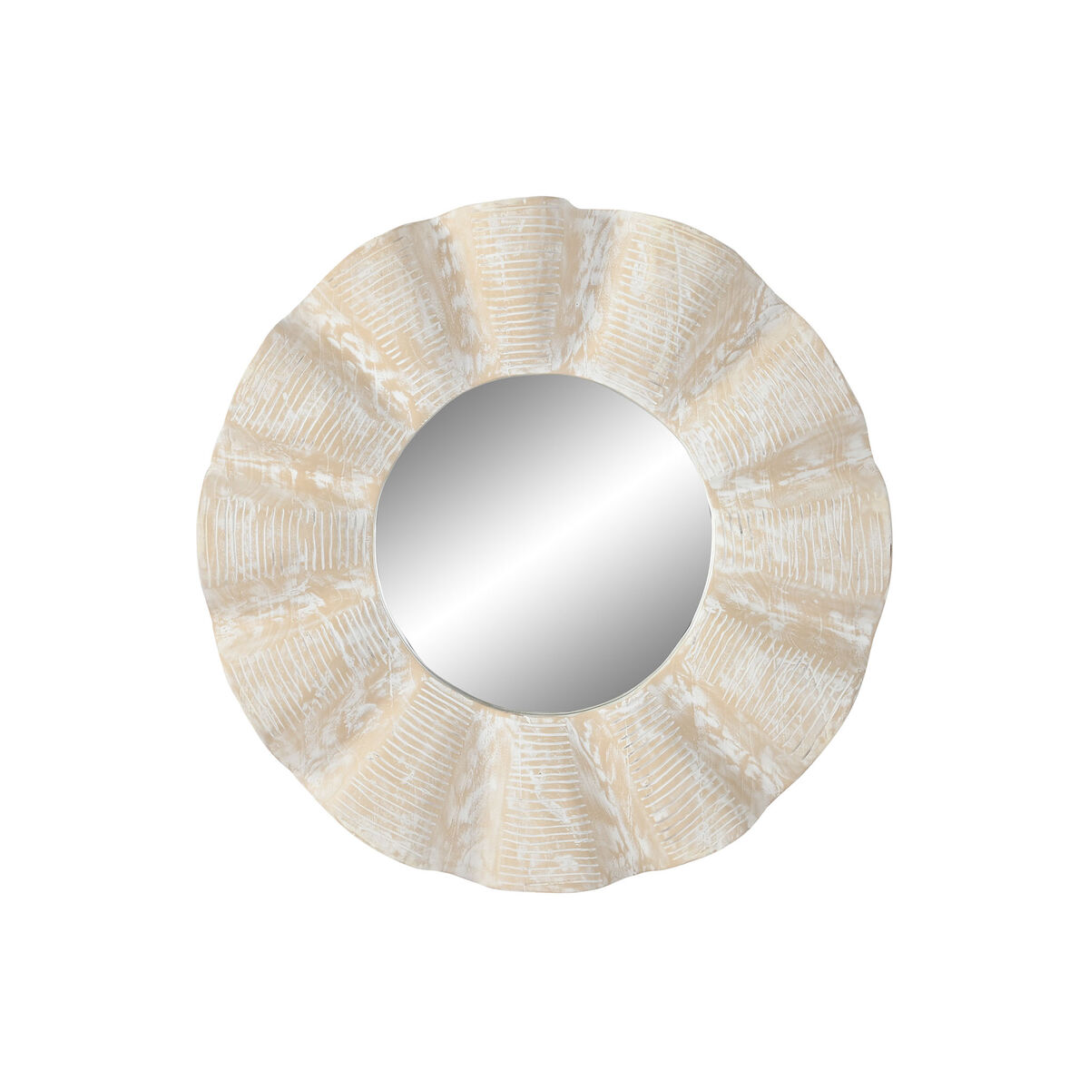 Specchio Da Parete Home Esprit Bianco Decapaggio Intaglio 76 X 7 X 76 cm