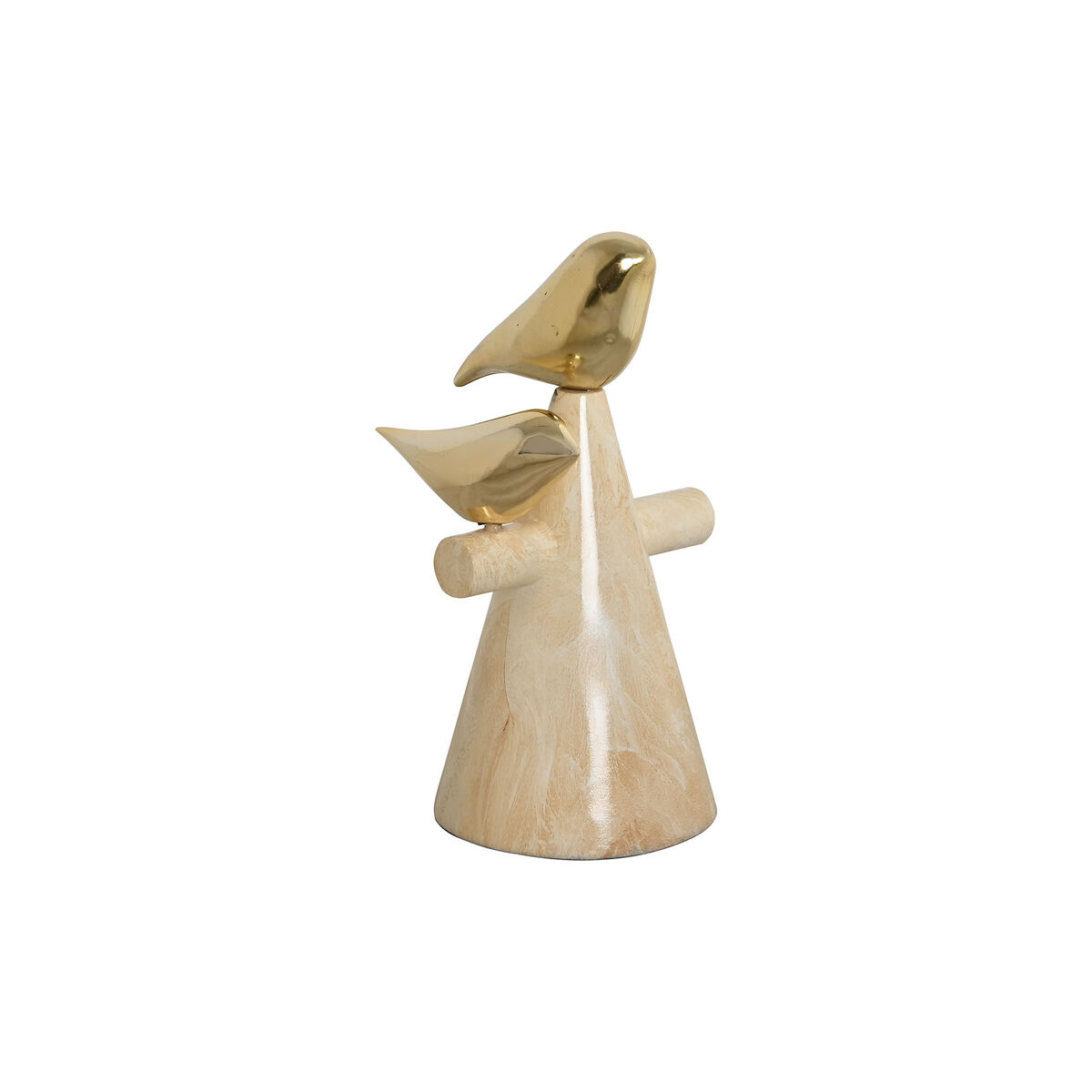 Statua Decorativa Home Esprit Dorato Avorio Uccelli Romantico 16,5 X 14 X 27 cm