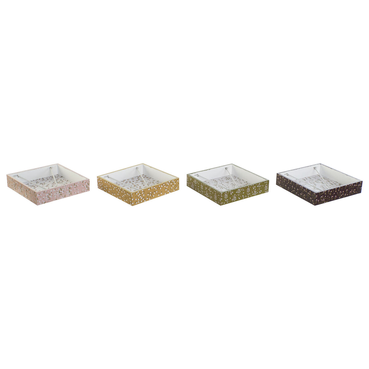 Portatovagliolo Dkd Home Decor Verde Senape Marrone Scuro Metallo Alluminio Legno Mdf 18 X 18 X 4 Cm (4 Unità)