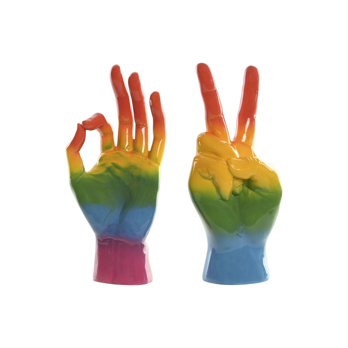 Statua Decorativa Home Esprit Multicolore Mano 16 X 10 X 36 Cm (2 Unità)