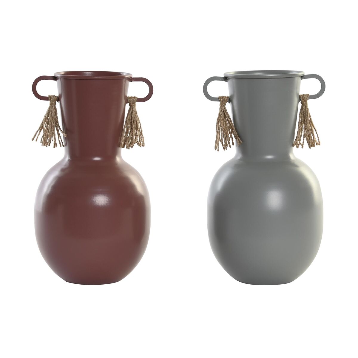 Vaso Dkd Home Decor 14 X 13 X 24 Cm Grigio Metallo Terracotta (2 Unità)