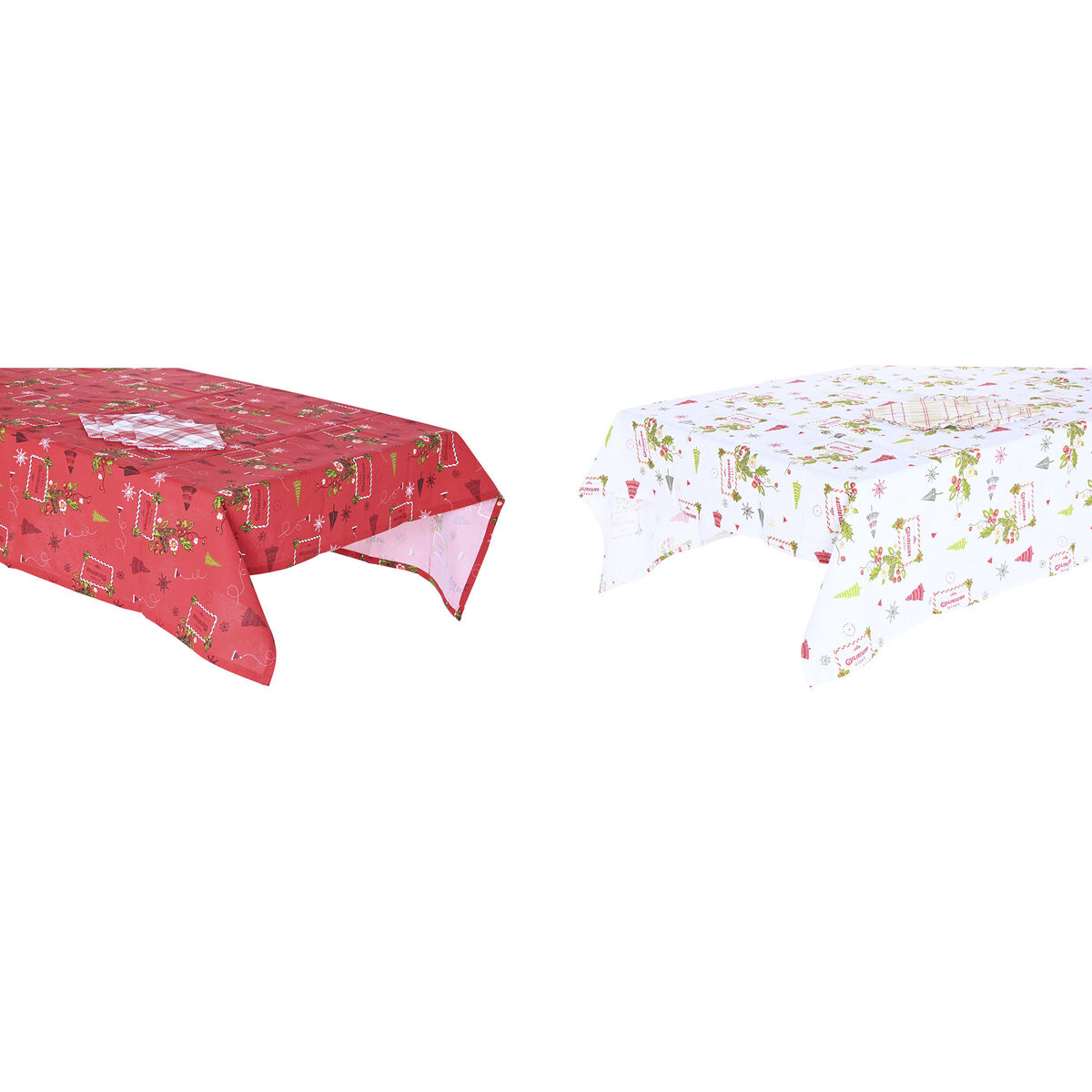 Set Biancheria Da Tavola Dkd Home Decor Bianco Rosso Verde Beige (5 Pezzi) (2 Unità)