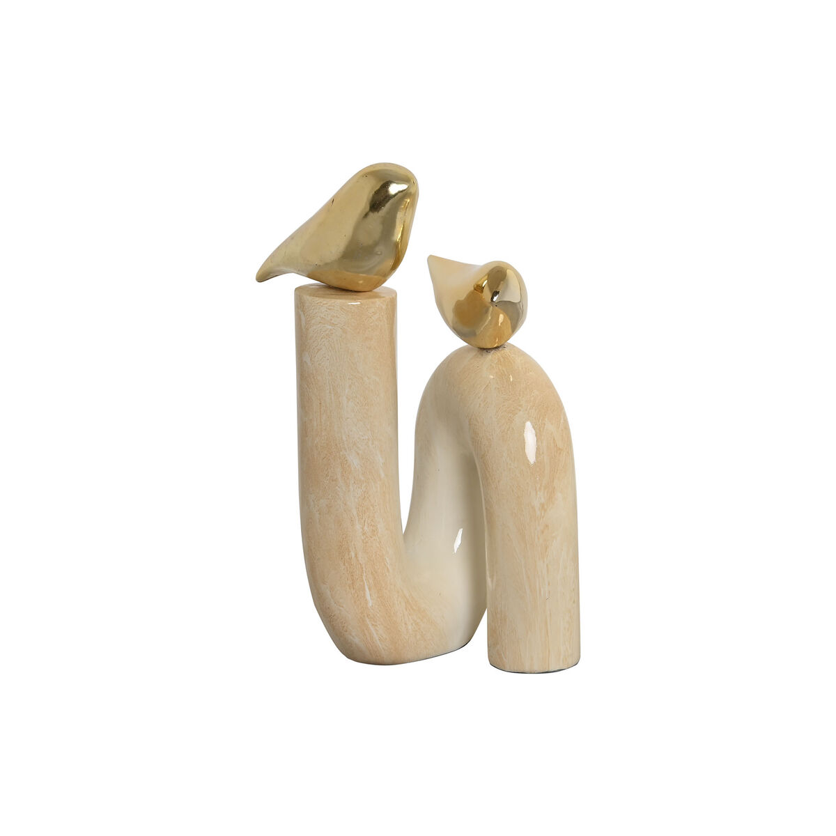 Statua Decorativa Home Esprit Dorato Avorio Uccelli Romantico 19 X 11,5 X 27 cm