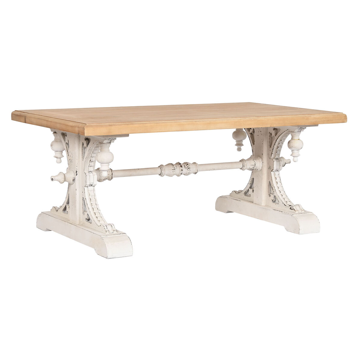 Tavolino Da Caffè Home Esprit Bianco Naturale Legno Di Abete Legno Mdf 110 X 65 X 46 cm
