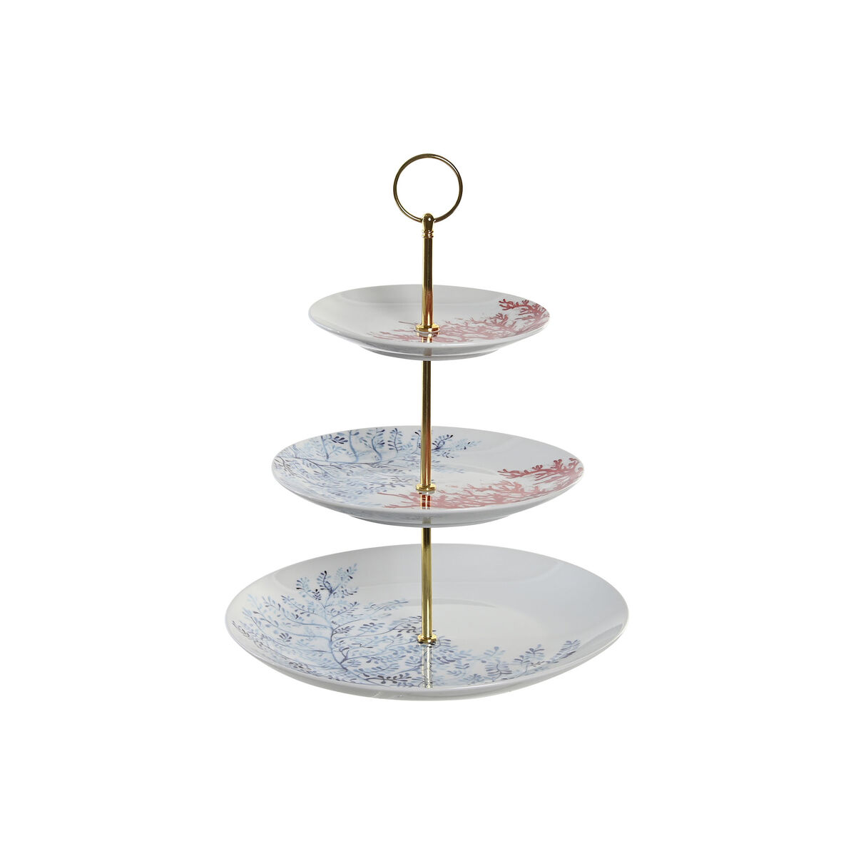 Portafrutta Dkd Home Decor 27 X 27 X 34 Cm Porcellana Azzurro Metallo Fucsia Bianco