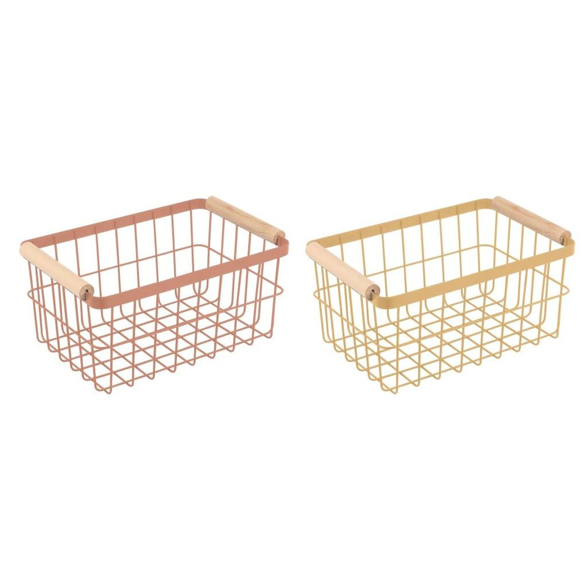 Cestino Multiuso Dkd Home Decor Metallo Terracotta Giallo Pino (30,5 X 20 X 14,5 Cm) (2 Unità)