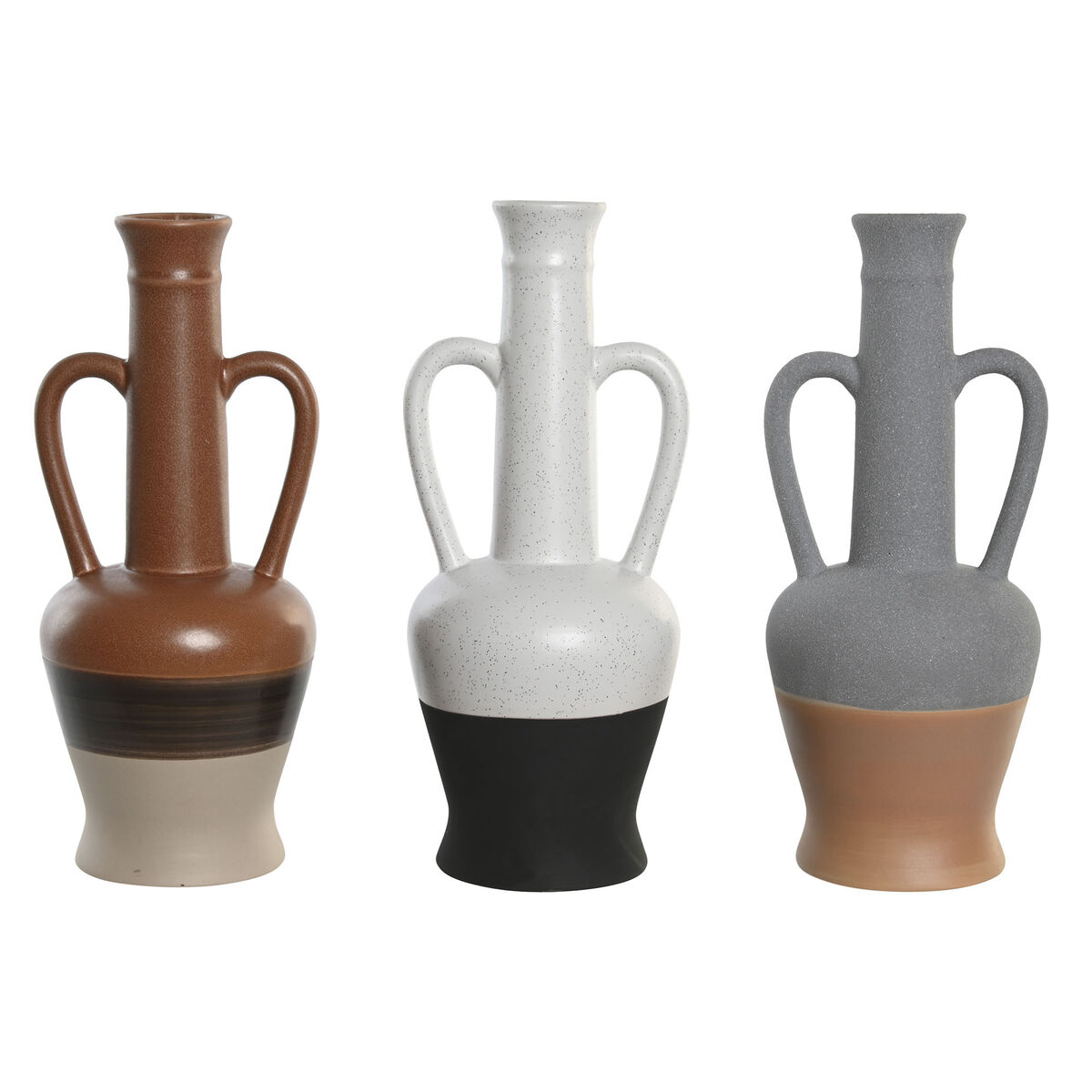 Vaso Dkd Home Decor Bianco Grigio Terracotta Porcellana 12,7 X 12,5 X 30 Cm (3 Unità)