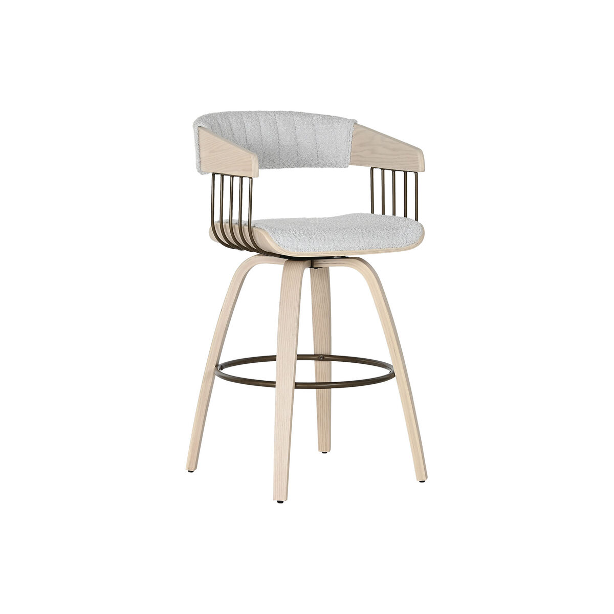 Sedia Da Sala Da Pranzo Home Esprit Grigio Poliestere Legno 51 X 55 X 91 cm