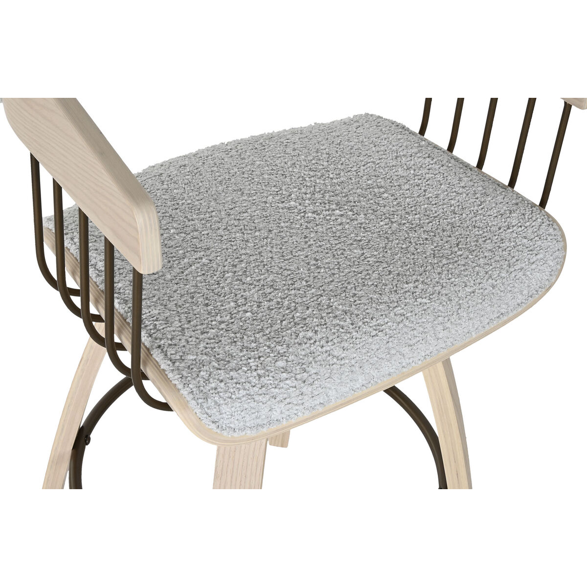 Sedia Da Sala Da Pranzo Home Esprit Grigio Poliestere Legno 51 X 55 X 91 cm - Image 4