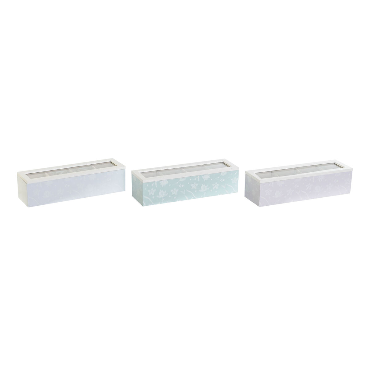 Scatola Per Infusioni Dkd Home Decor Azzurro Verde Lilla Cristallo Legno Mdf (3 Unità)