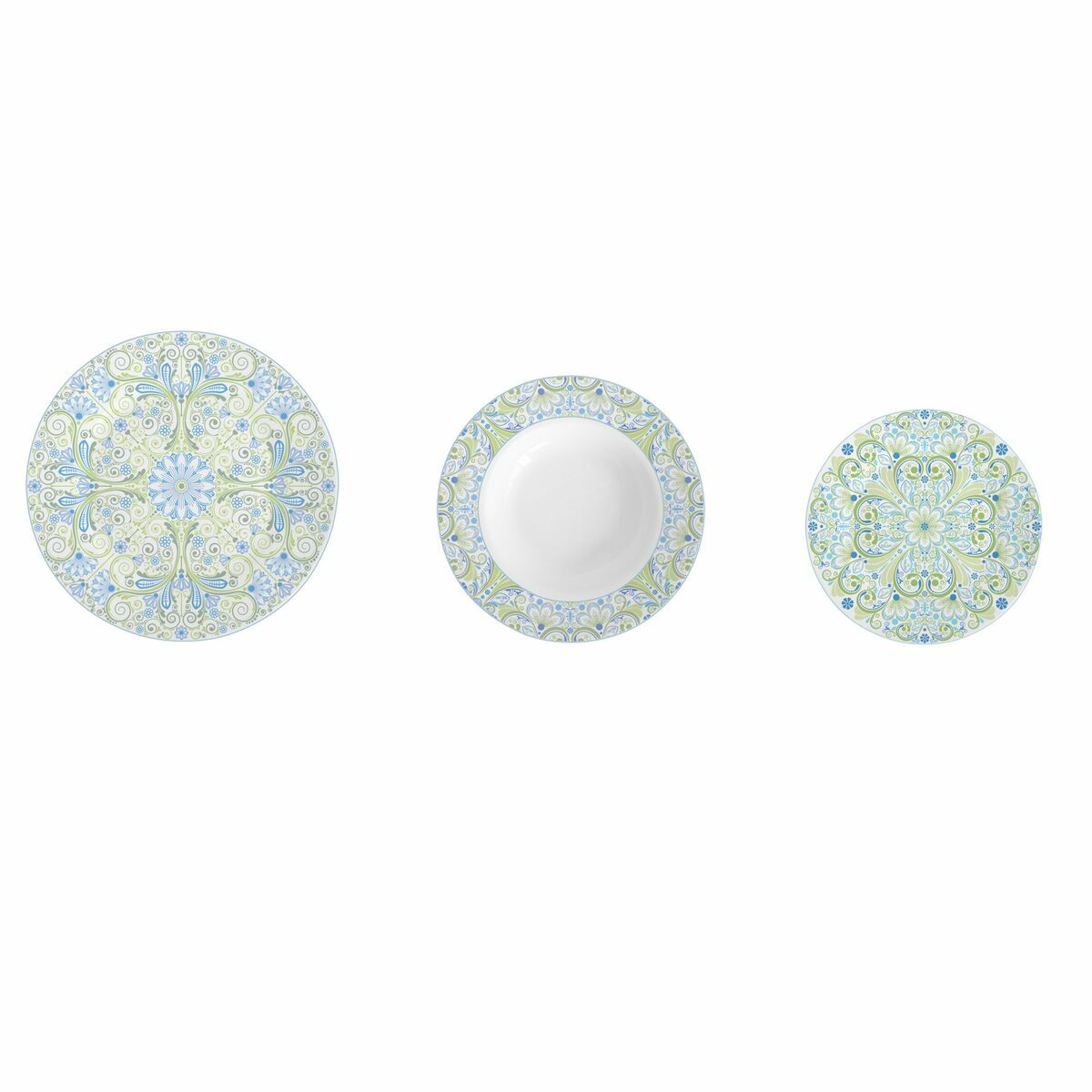 Set Di Stoviglie Dkd Home Decor Azzurro Verde Azzurri/ Verdi Porcellana Arabo 18 Pezzi