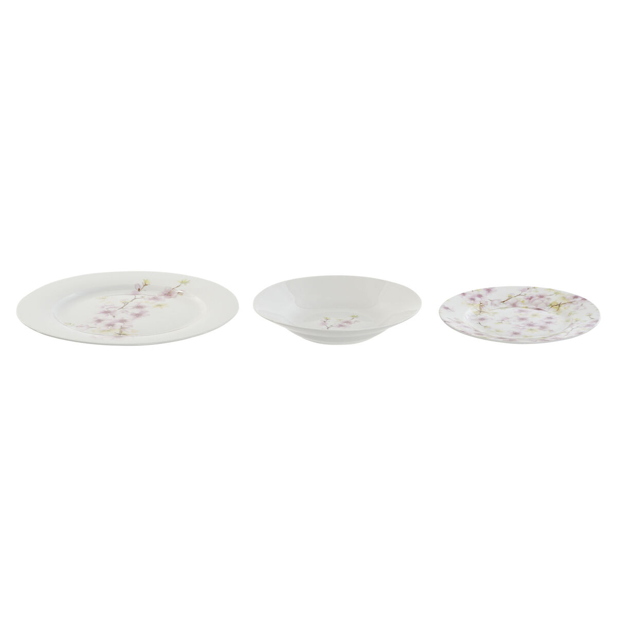 Set Di Stoviglie Home Esprit Bianco Verde Rosa Porcellana 18 Pezzi 27 X 27 X 2 cm