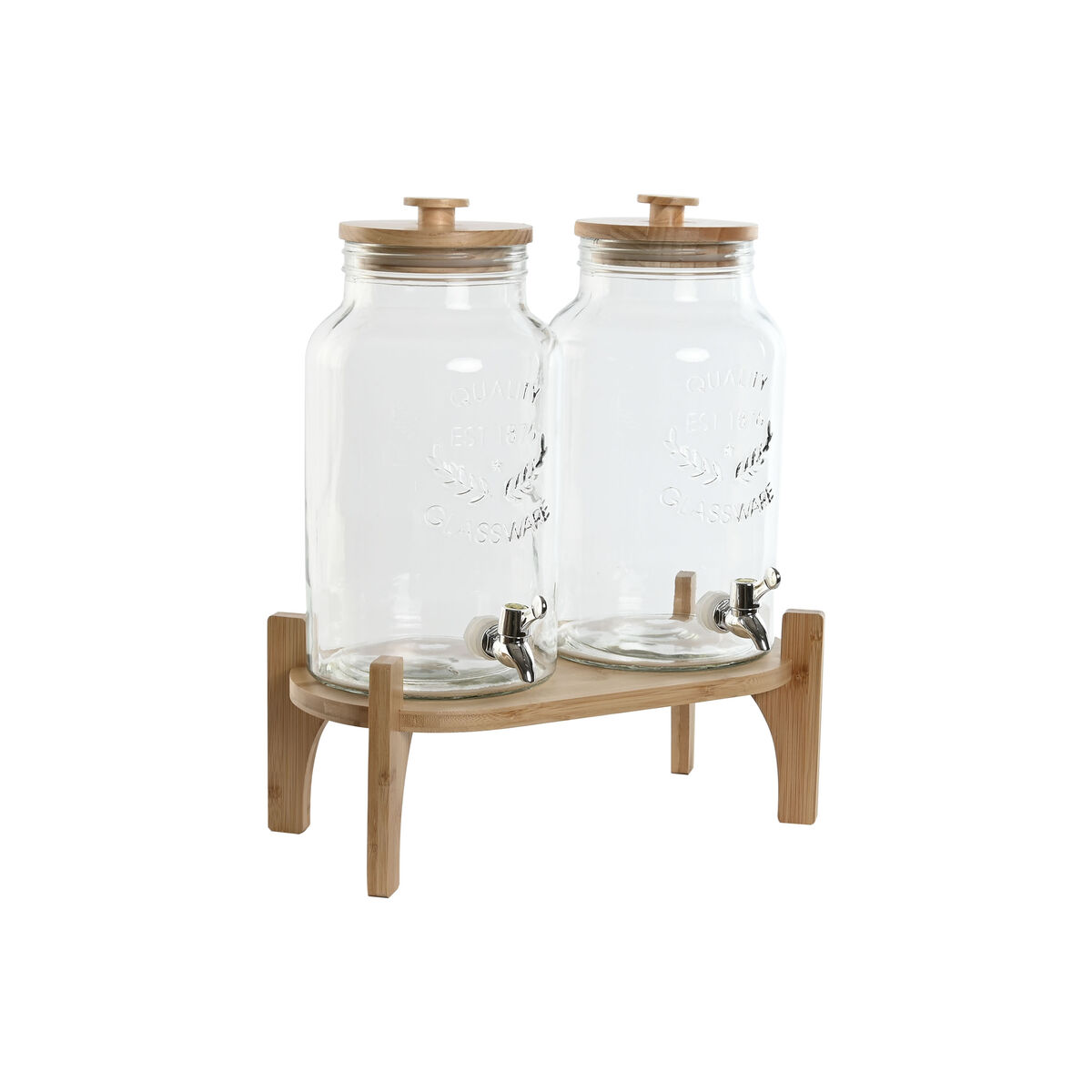 Dispenser Di Bevande Home Esprit Silicone Bambù Cristallo Plastica 5,5 L 37 X 25 X 46 cm