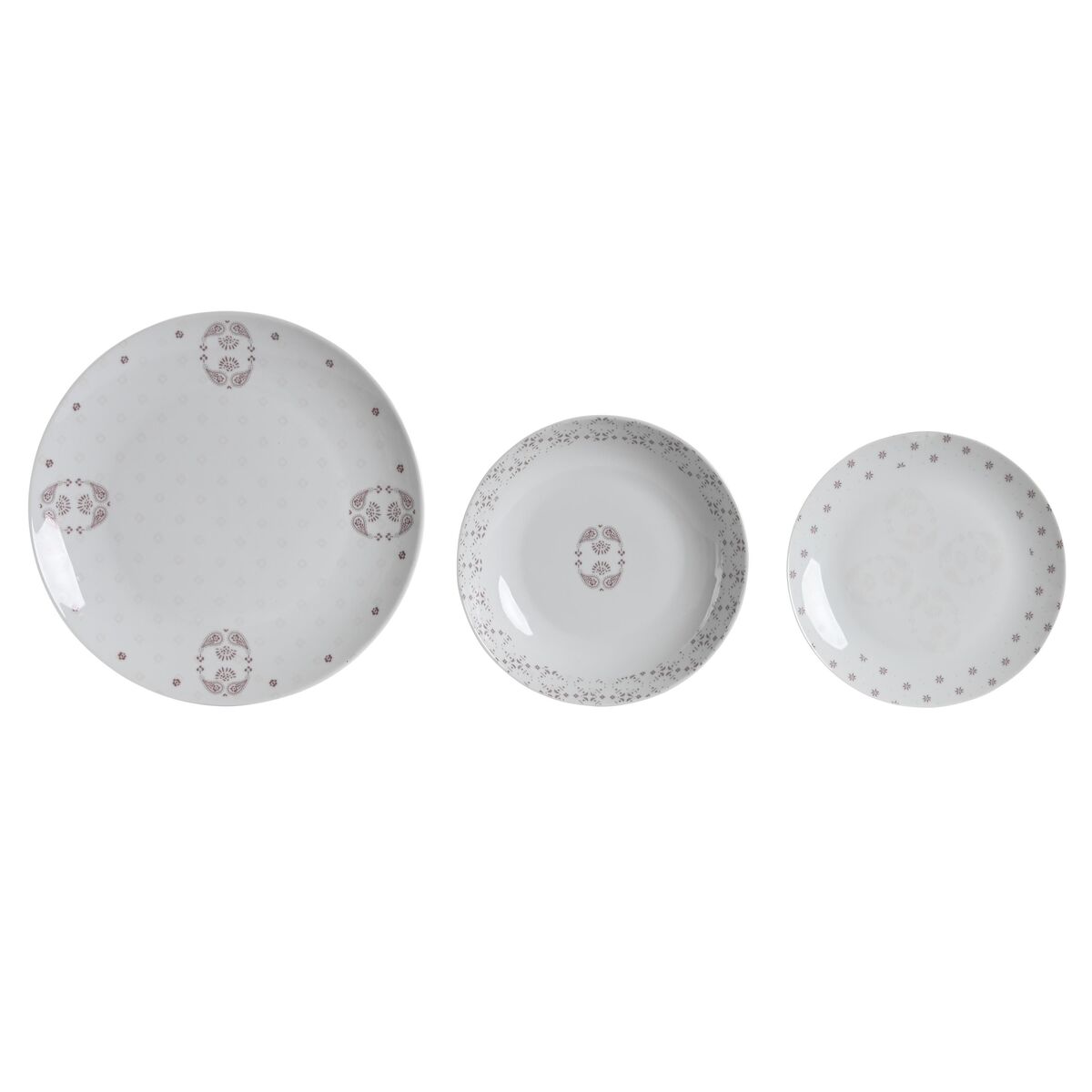 Set Di Stoviglie Dkd Home Decor Bianco Rosa Porcellana Scandi 18 Pezzi 27 X 27 X 3 cm