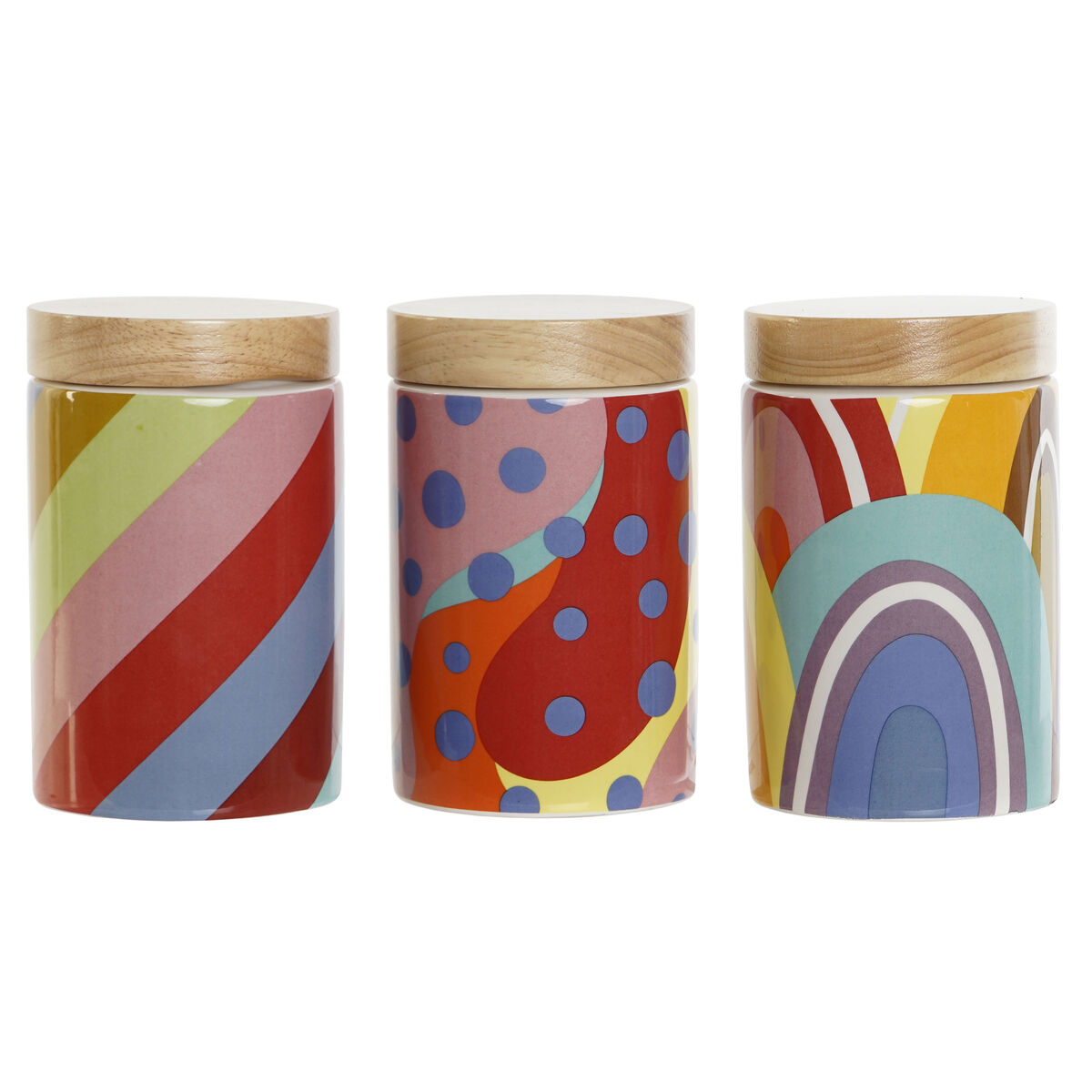 Barattolo Dkd Home Decor Multicolore Naturale Bambù Dolomite 1 L 10 X 10 X 16 Cm (3 Unità)