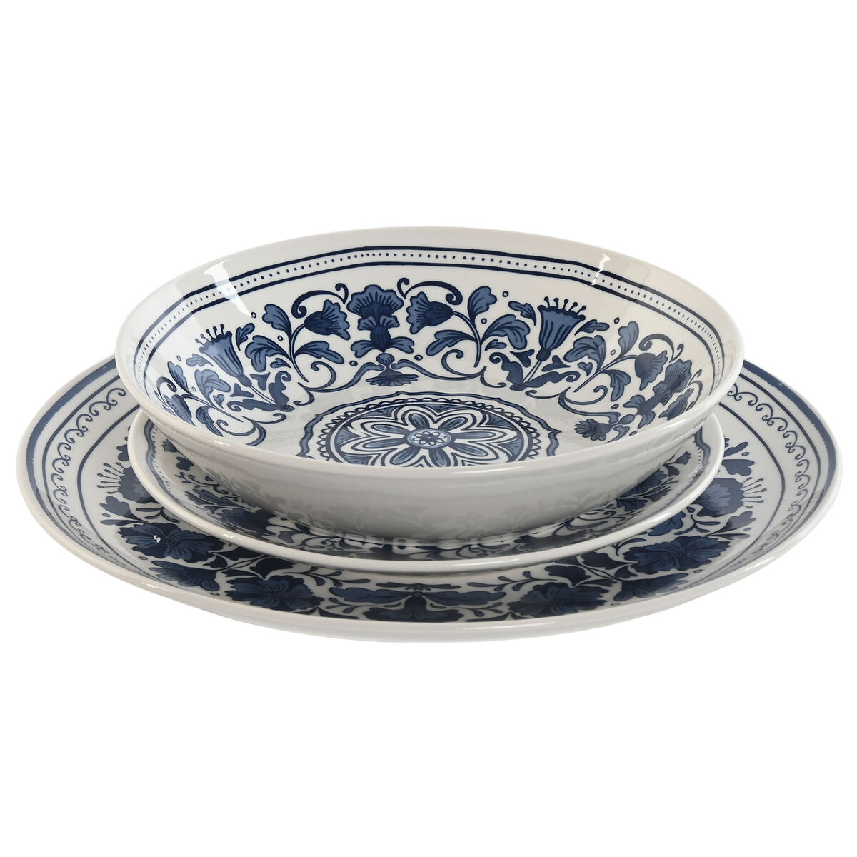 Servizio Di Piatti Home Esprit Azzurro Bianco Porcellana Arabo 27 X 27 X 2 Cm 18 Pezzi