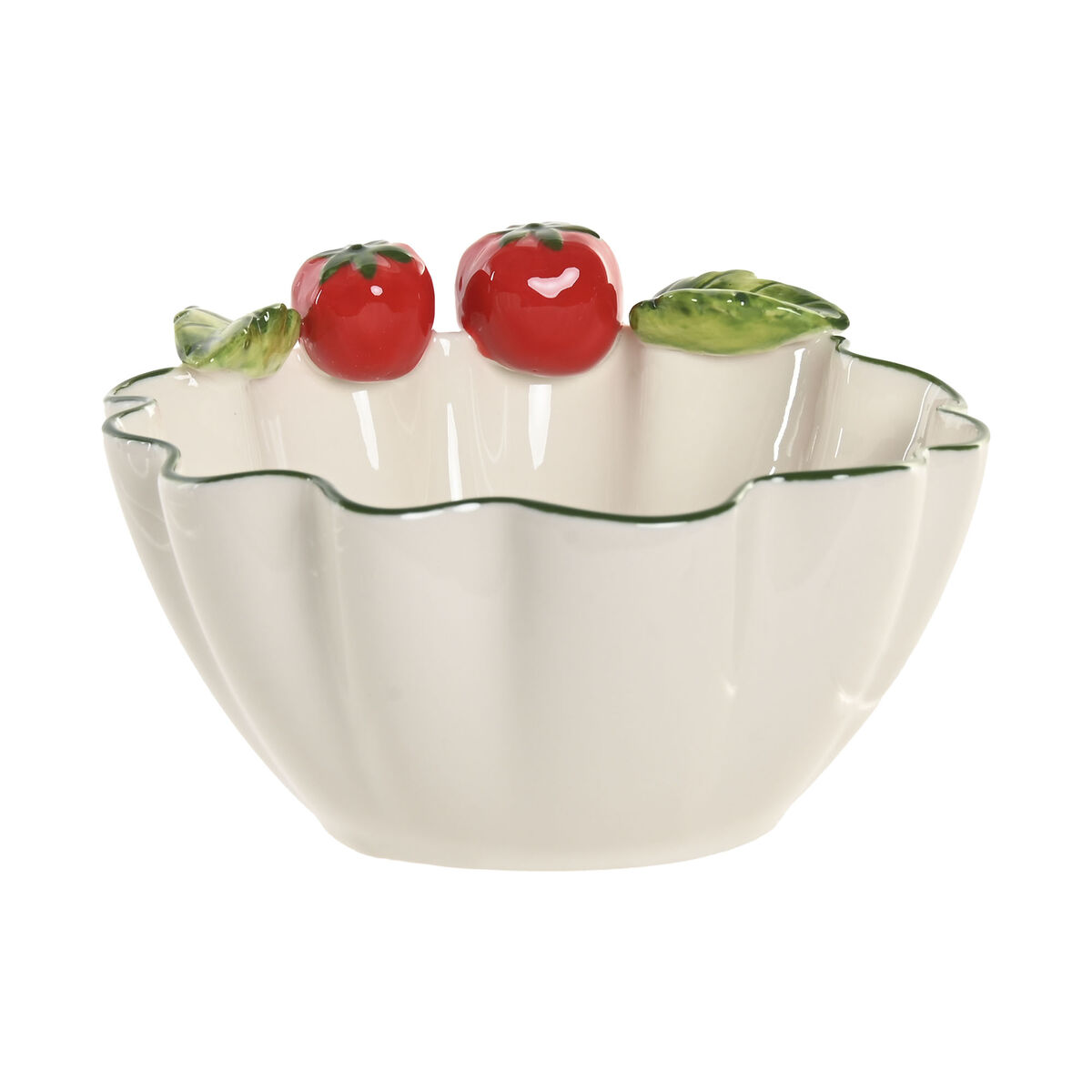 Ciotola Home Esprit Bianco Rosso Verde Gres Mediterraneo