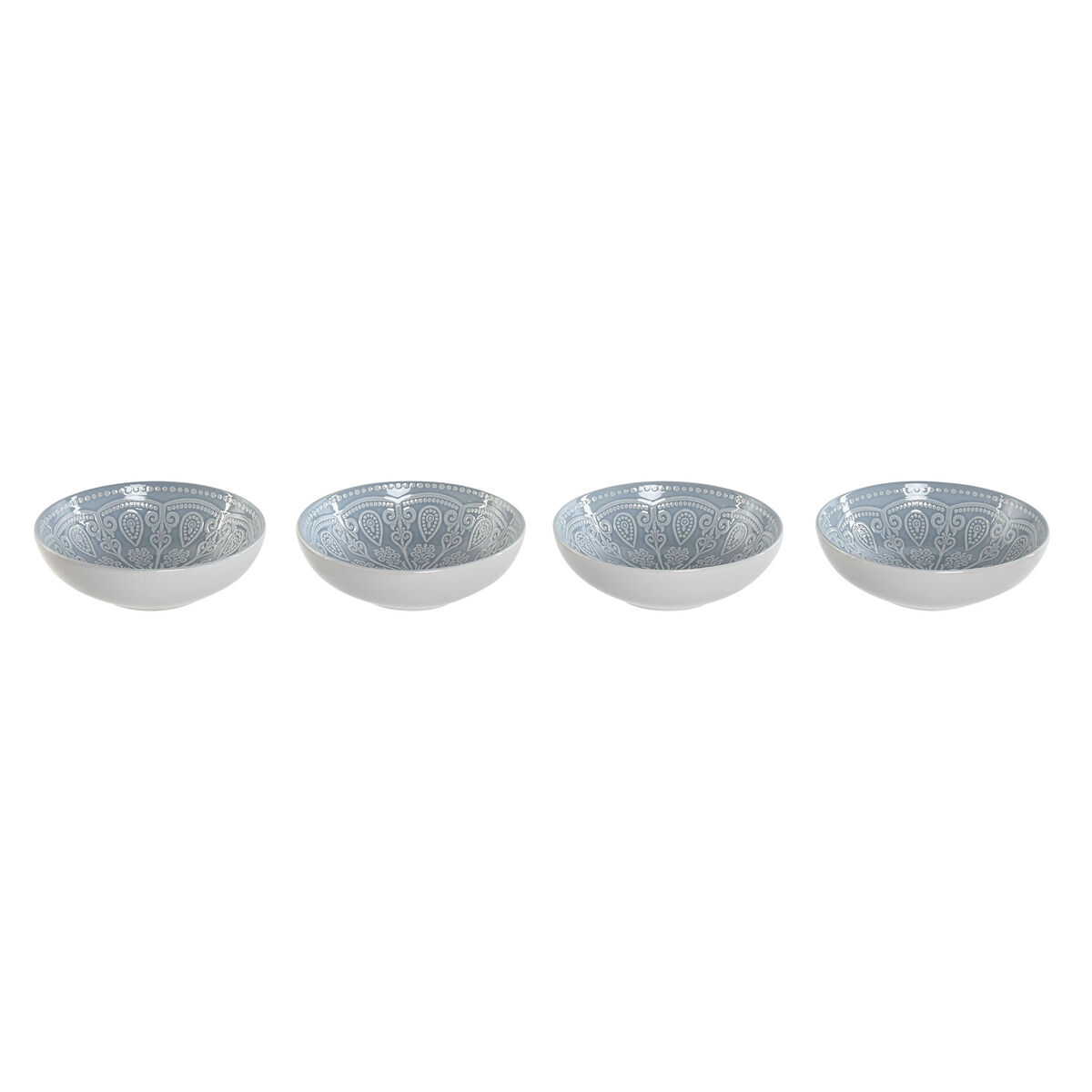Set Di Piatti Home Esprit Azzurro Gres Mandala Arabo 18,2 X 18,2 X 5,5 cm