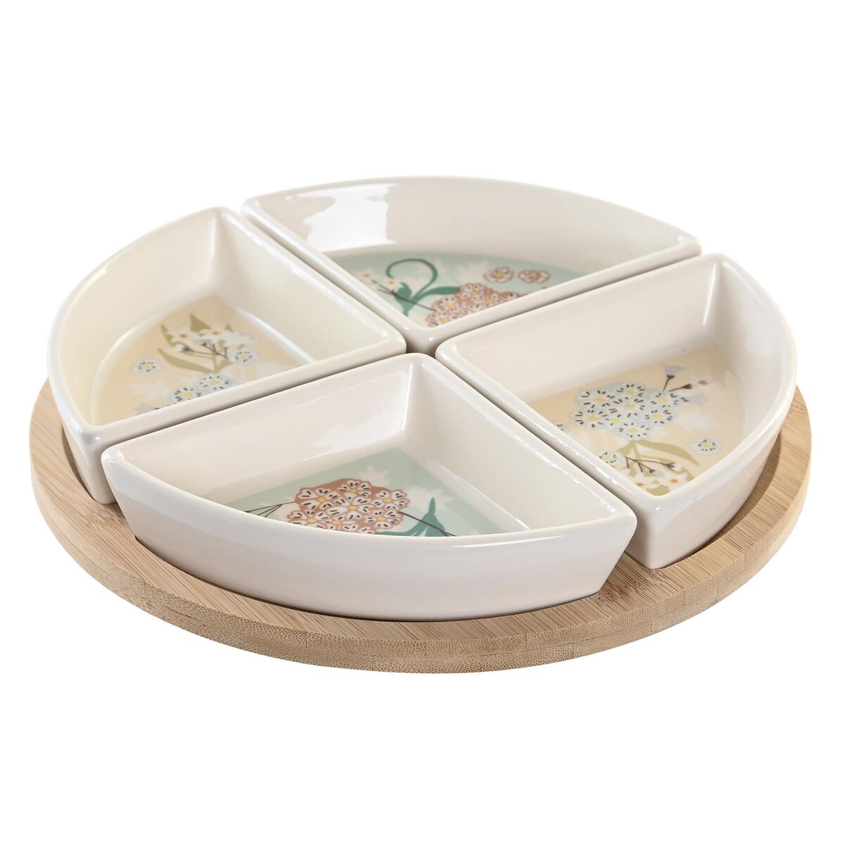 Vassoio Per Aperitivi Dkd Home Decor 21,5 X 21,5 X 1 Cm Beige Bianco Gres Tradizionale