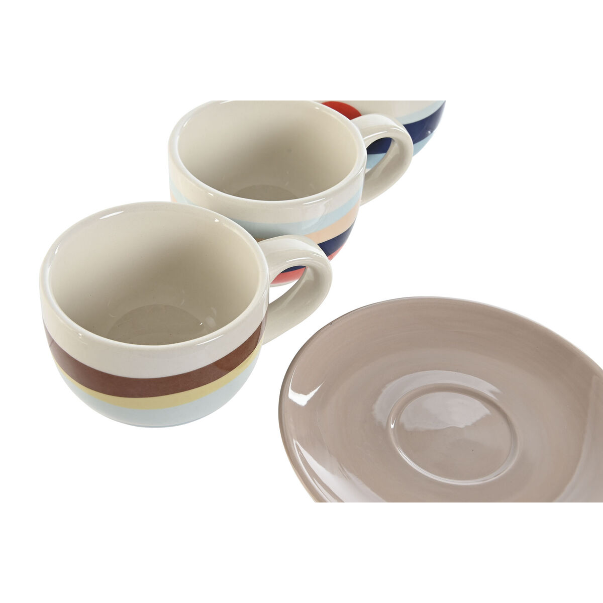 Set Di Tazze Da Caffè Home Esprit Giallo Azzurro Verde Lilla Metallo Dolomite 180 ml - Image 3