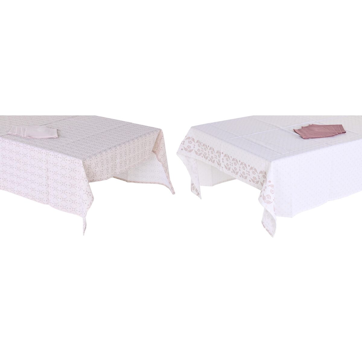 Tovaglia E Tovaglioli Dkd Home Decor 150 X 250 X 0,5 Cm Rosa Bianco (2 Unità)
