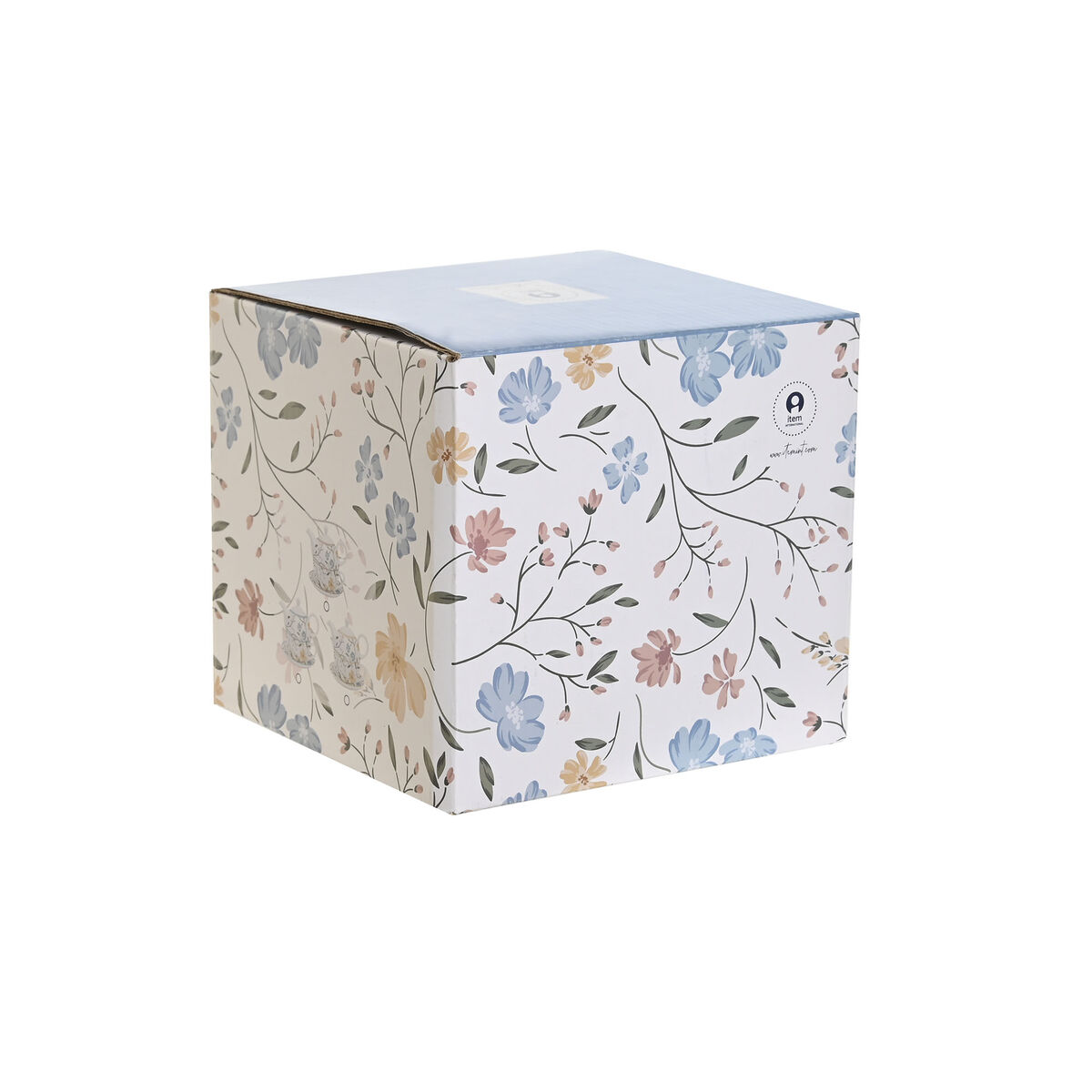 Set Teiera Dkd Home Decor Porcellana Azzurro Terracotta Bianco Giallo (3 Unità) - Image 3