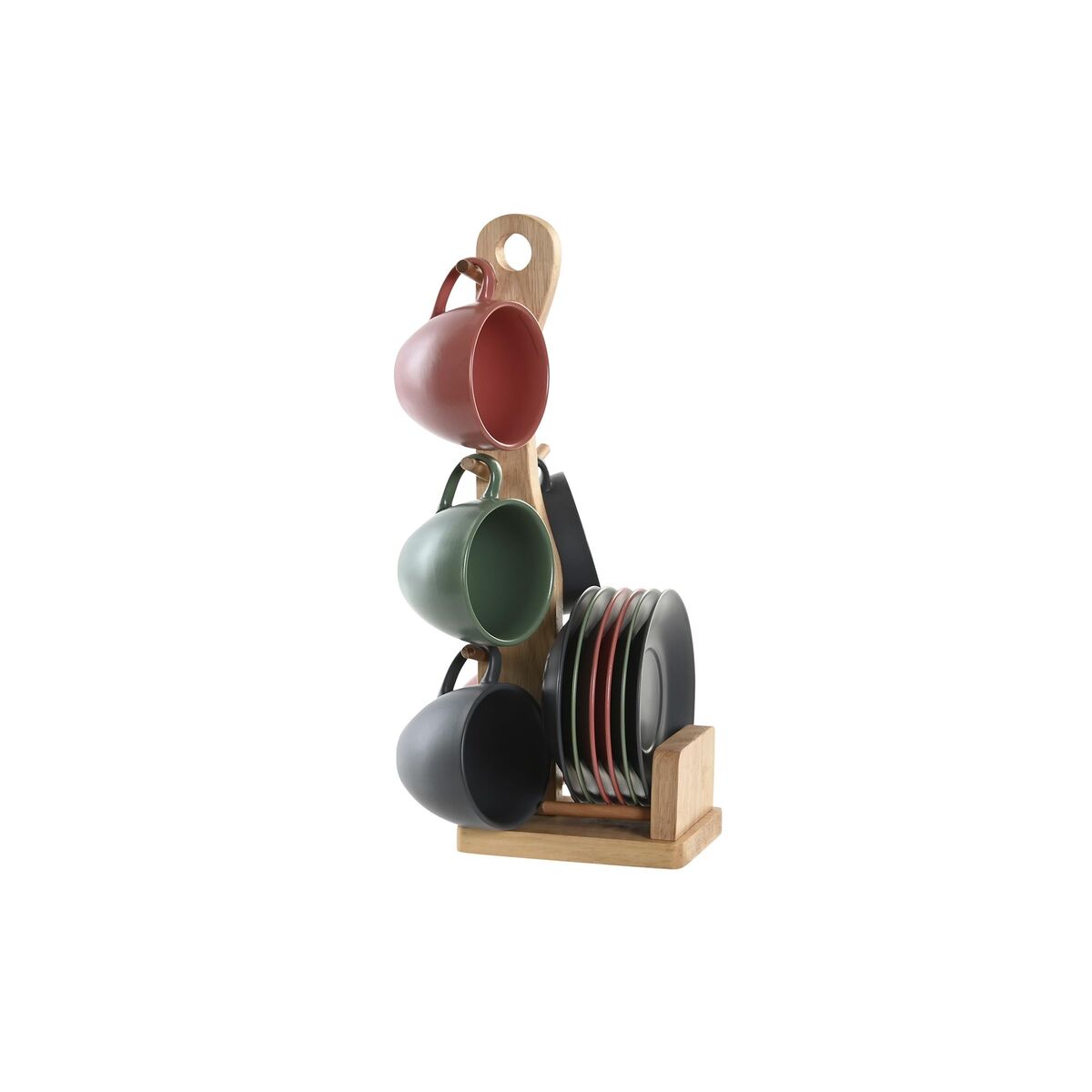 Set Di 6 Tazze Con Piatto Dkd Home Decor Verde Rosa Grigio Scuro Gres 150 Ml 16 X 17 X 35 cm