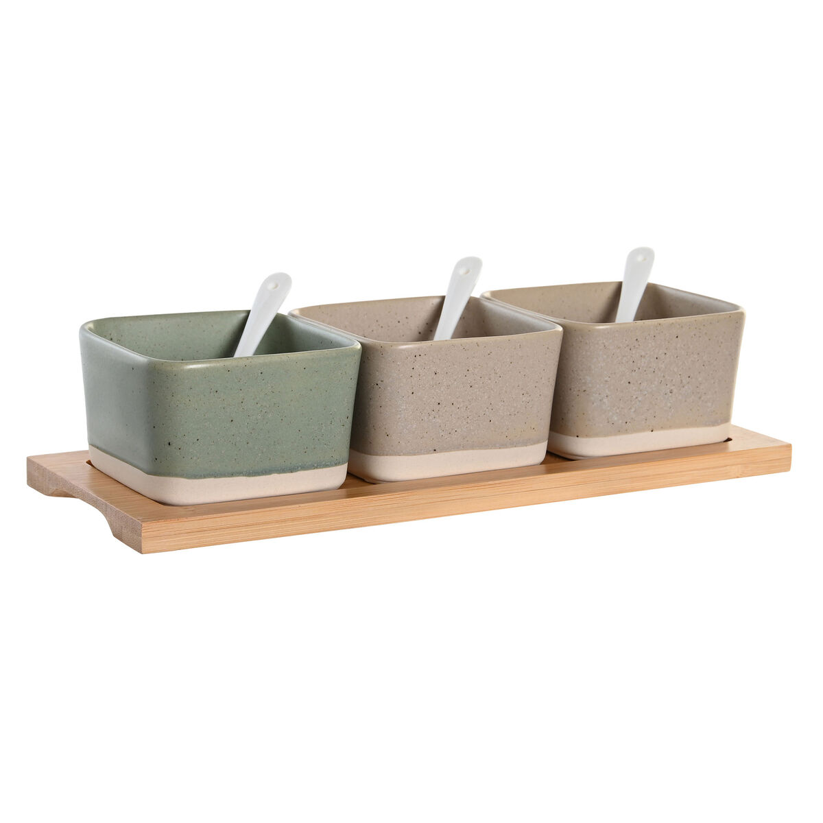 Set Da Aperitivo Dkd Home Decor 29 X 11,5 X 1,5 Cm Porcellana Multicolore Bambù Scandinavo