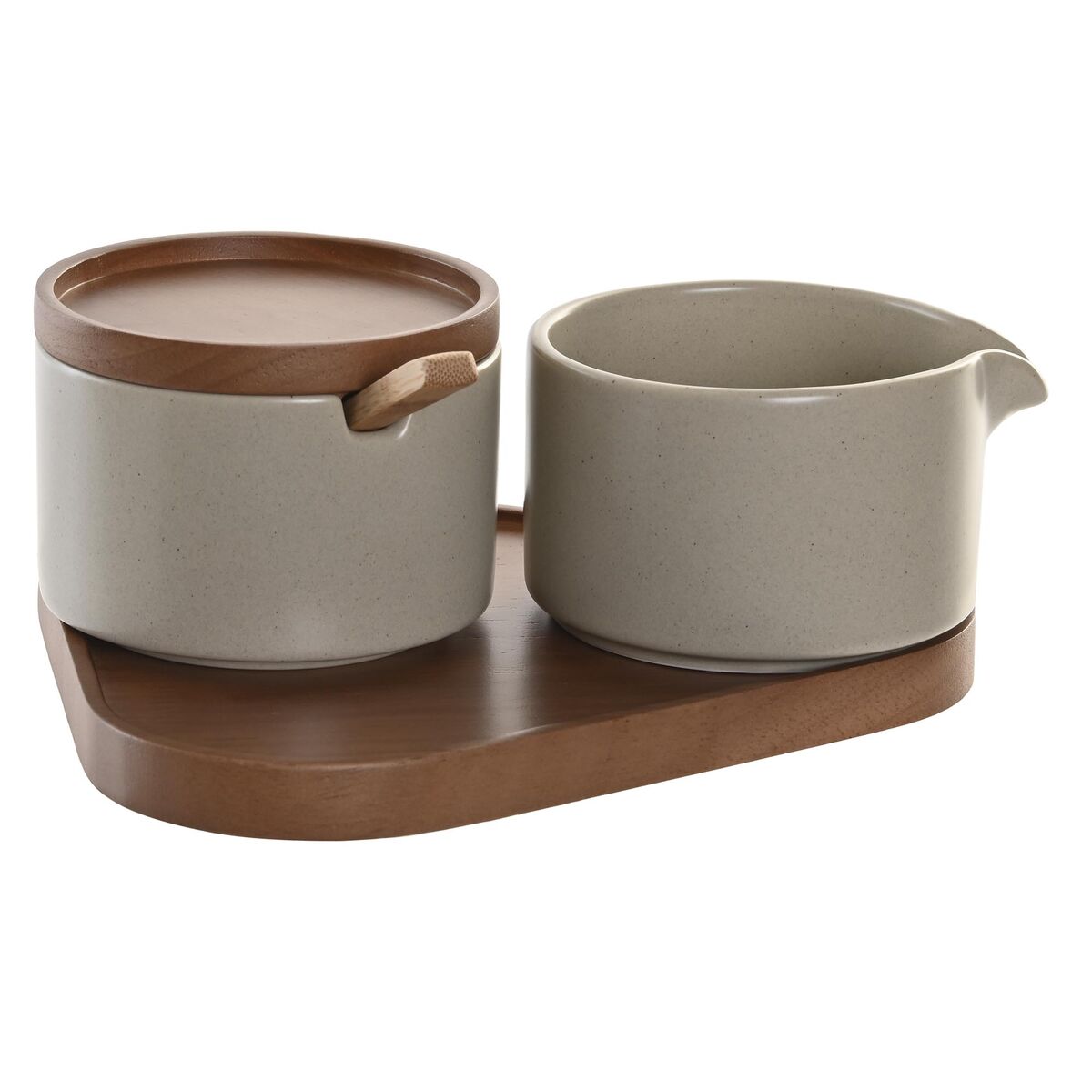 Portazucchero Dkd Home Decor 19,5 X 18,5 X 7 Cm Beige Marrone Legno D'albero Della Gomma 4 Pezzi