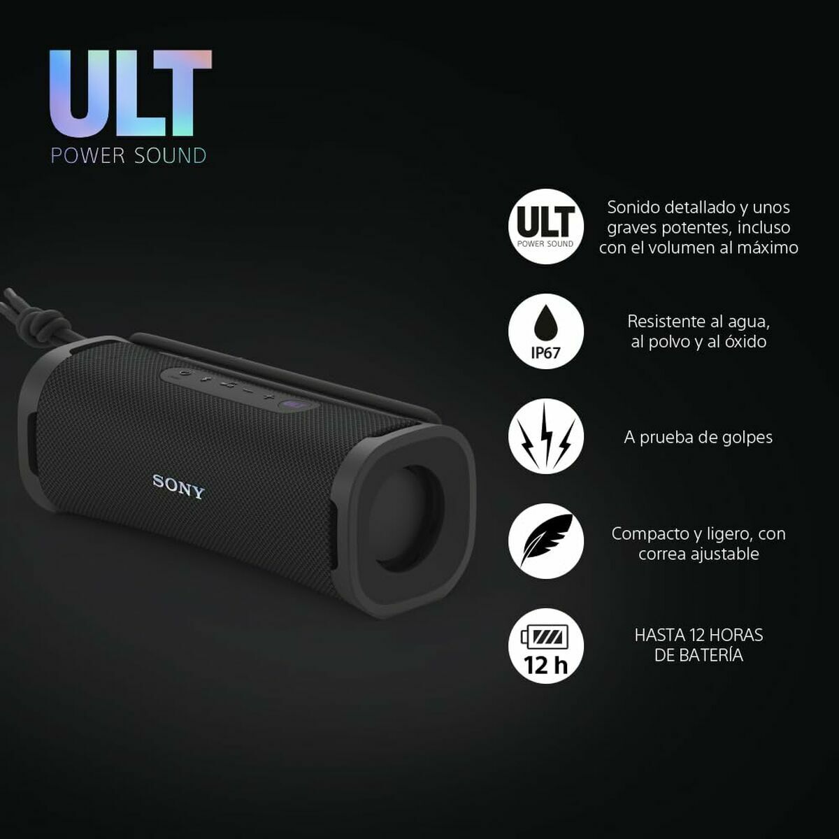Altoparlante Bluetooth Portatile Sony Srsult10b Nero - Image 3