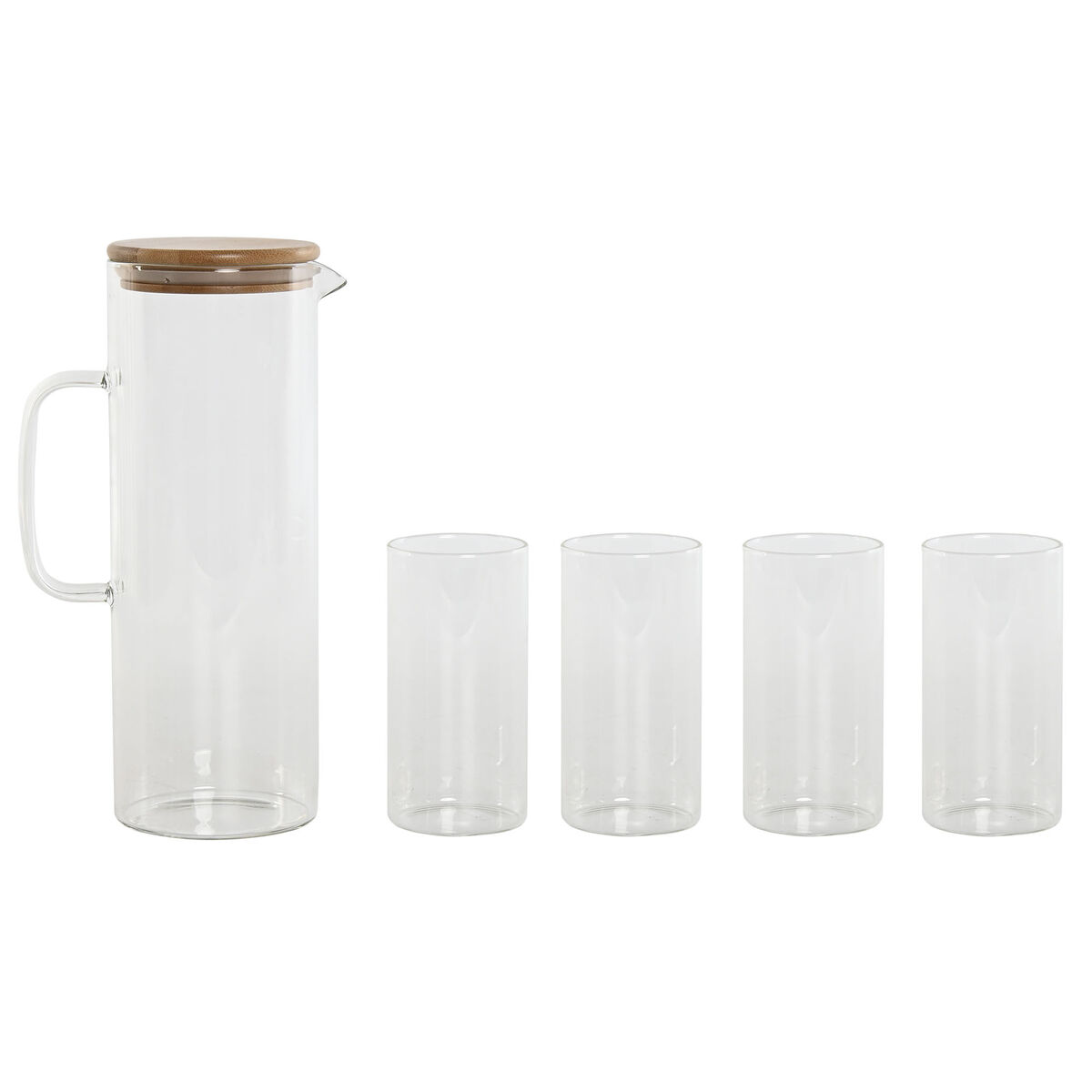 Set Di Bicchieri Home Esprit Trasparente Bambù Vetro Borosilicato 210 ml